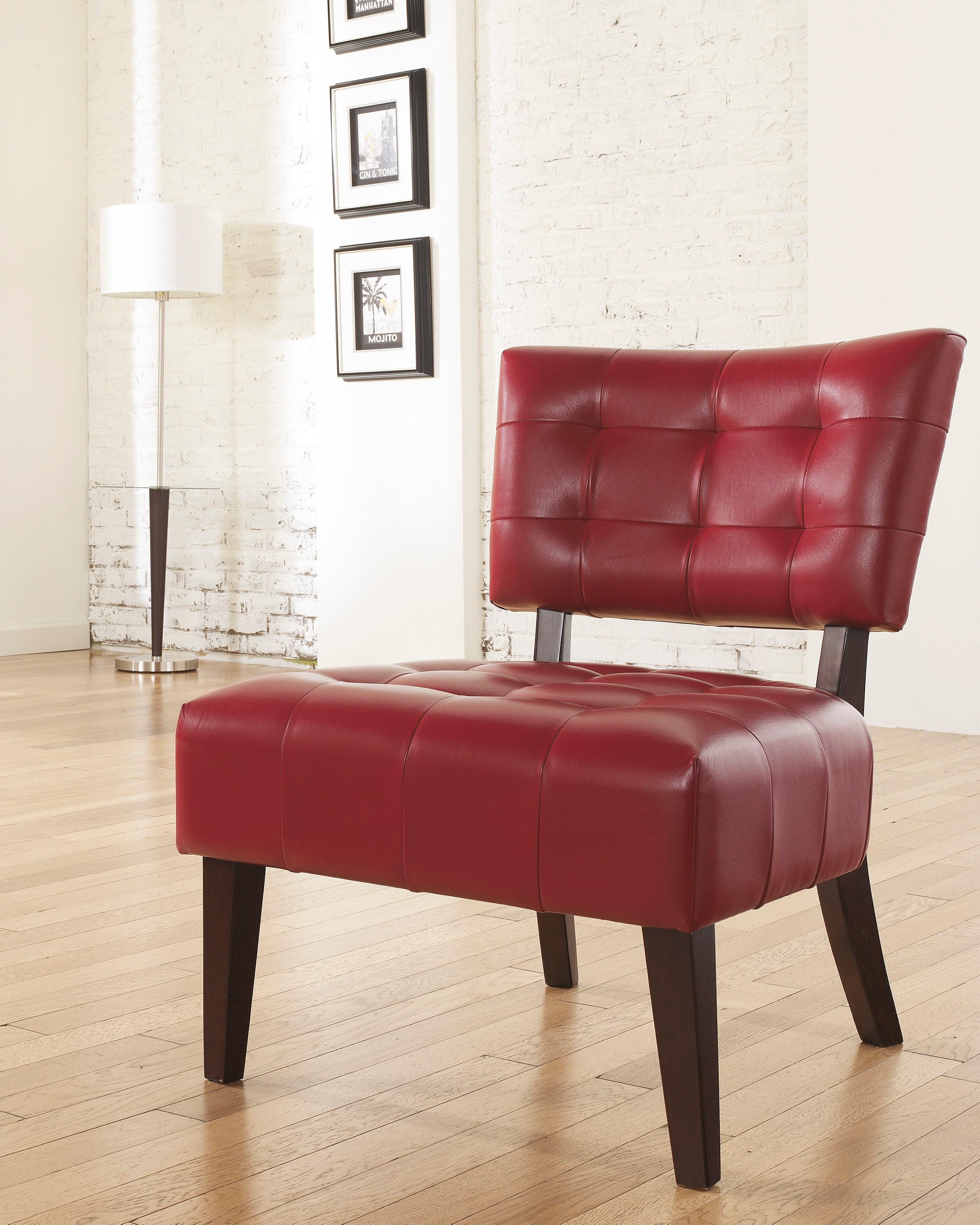 Roundhill Furniture - Movile 27-in W Modern Red Faux leather Accent Chair