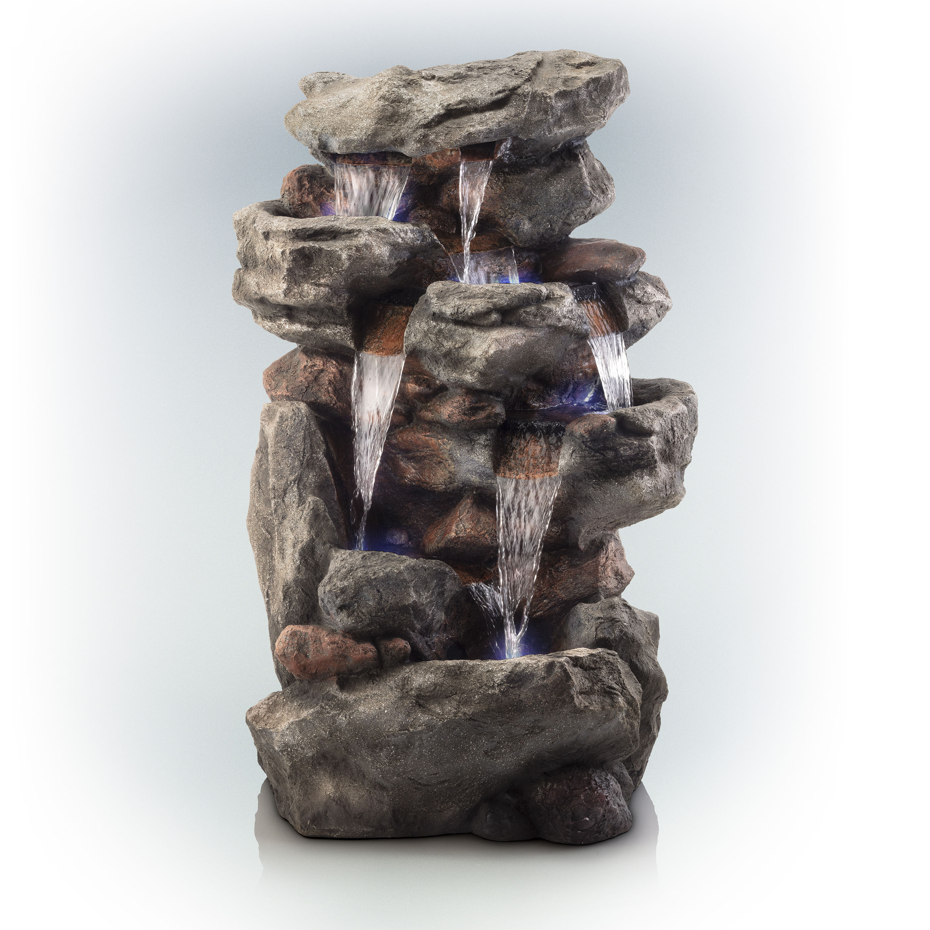 Alpine Corporation WIN730 52-in H Resin Tiered Outdoor Fountain Pump Included