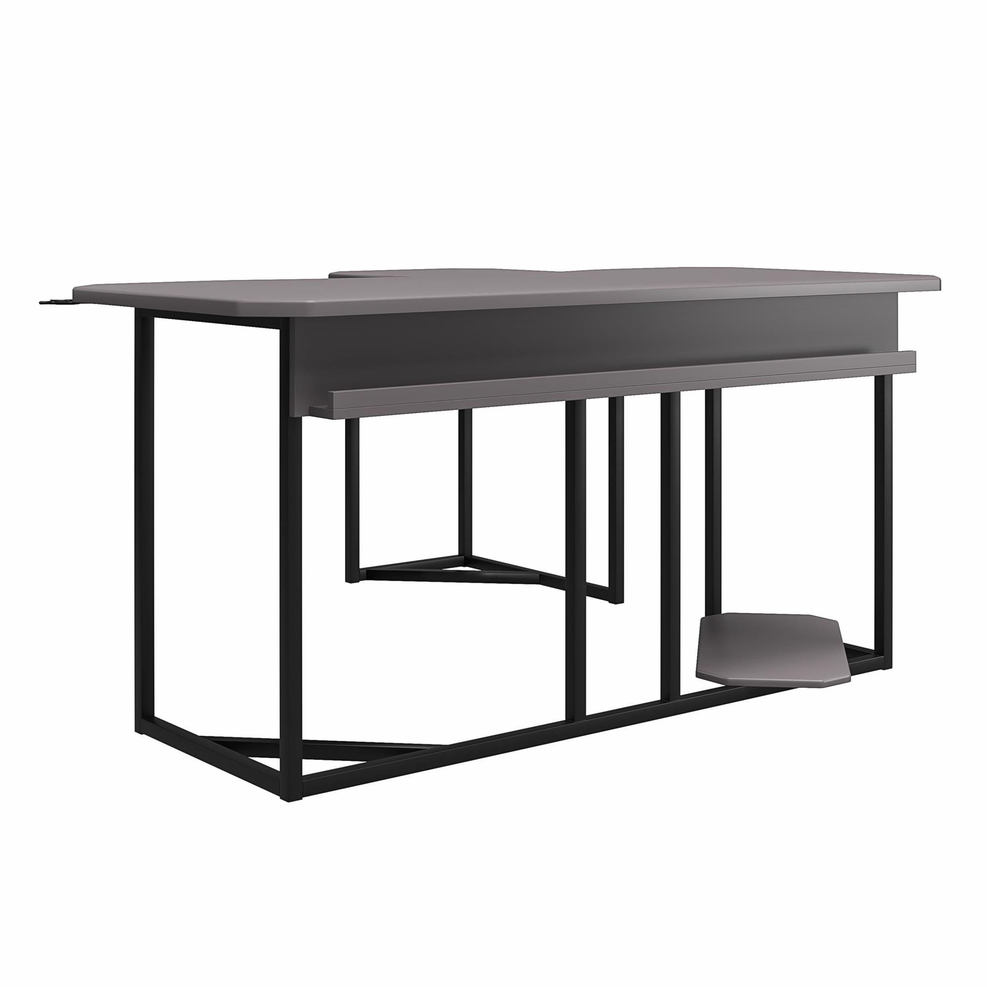 Ntense Quest Reversible L-Shape Gaming Desk with XL CPU Stand in Gray