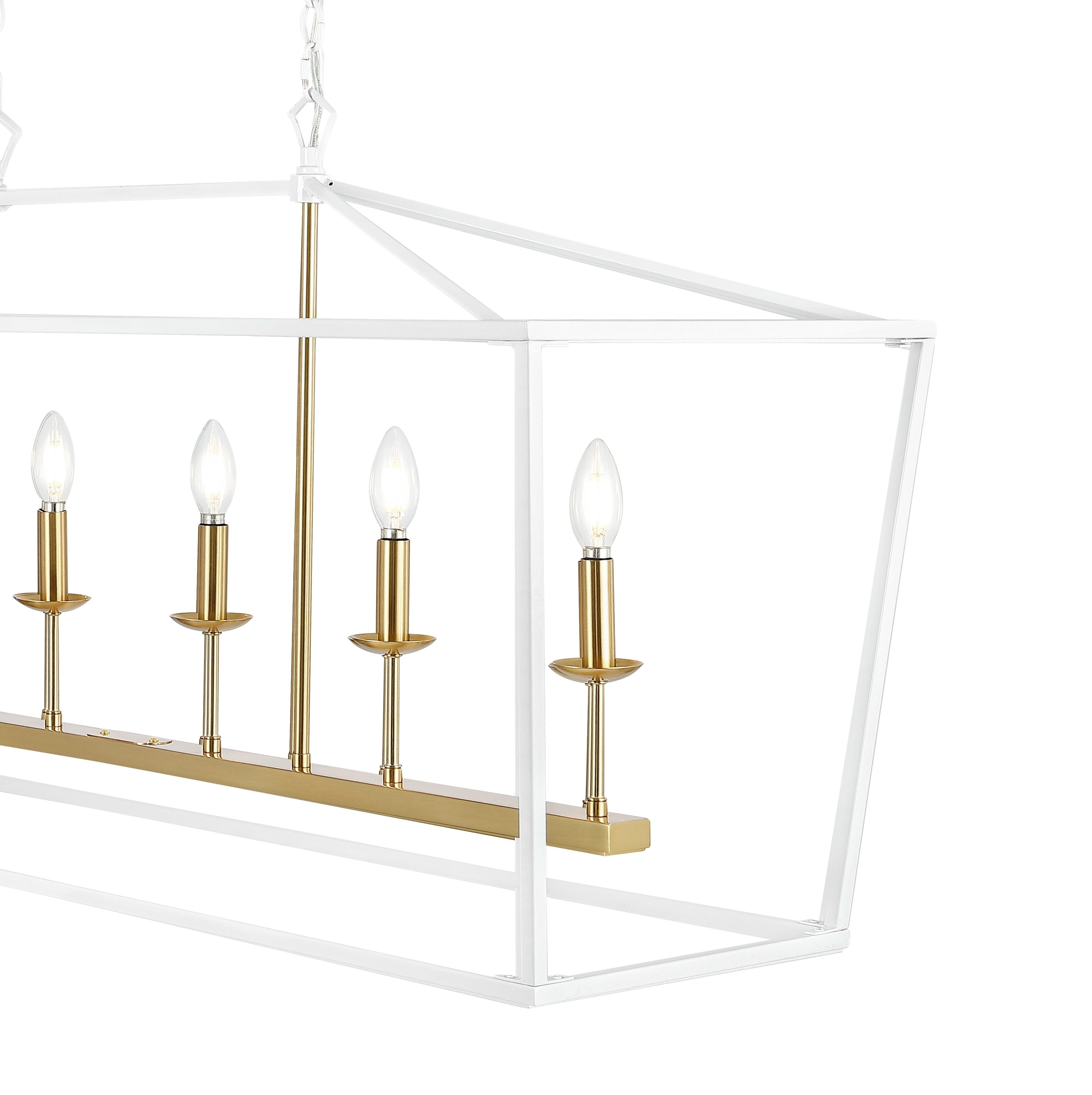 Pagoda 49" Satin White Iron Candle-Style Linear Chandelier