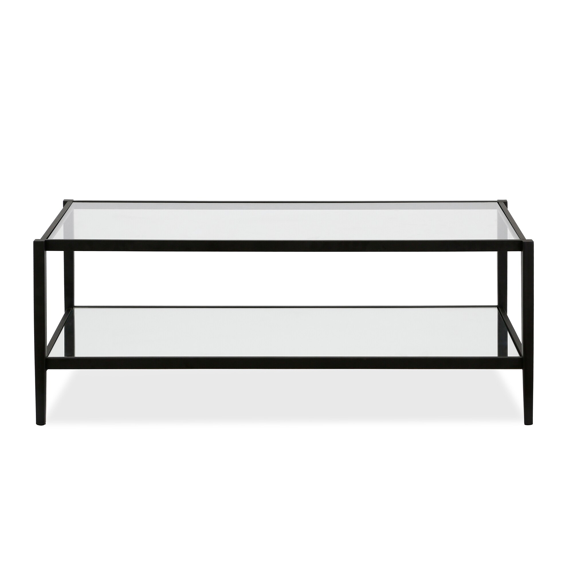 Elegant 45" Blackened Bronze Metal & Glass Rectangular Coffee Table