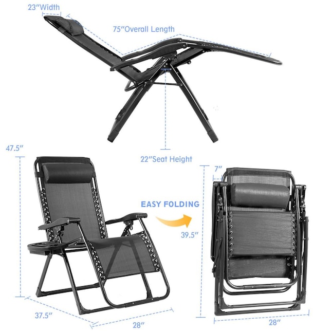 Goplus Zero Gravity Chair Oversize, Black Zero Gravity Outdoor Relaxer Chairs