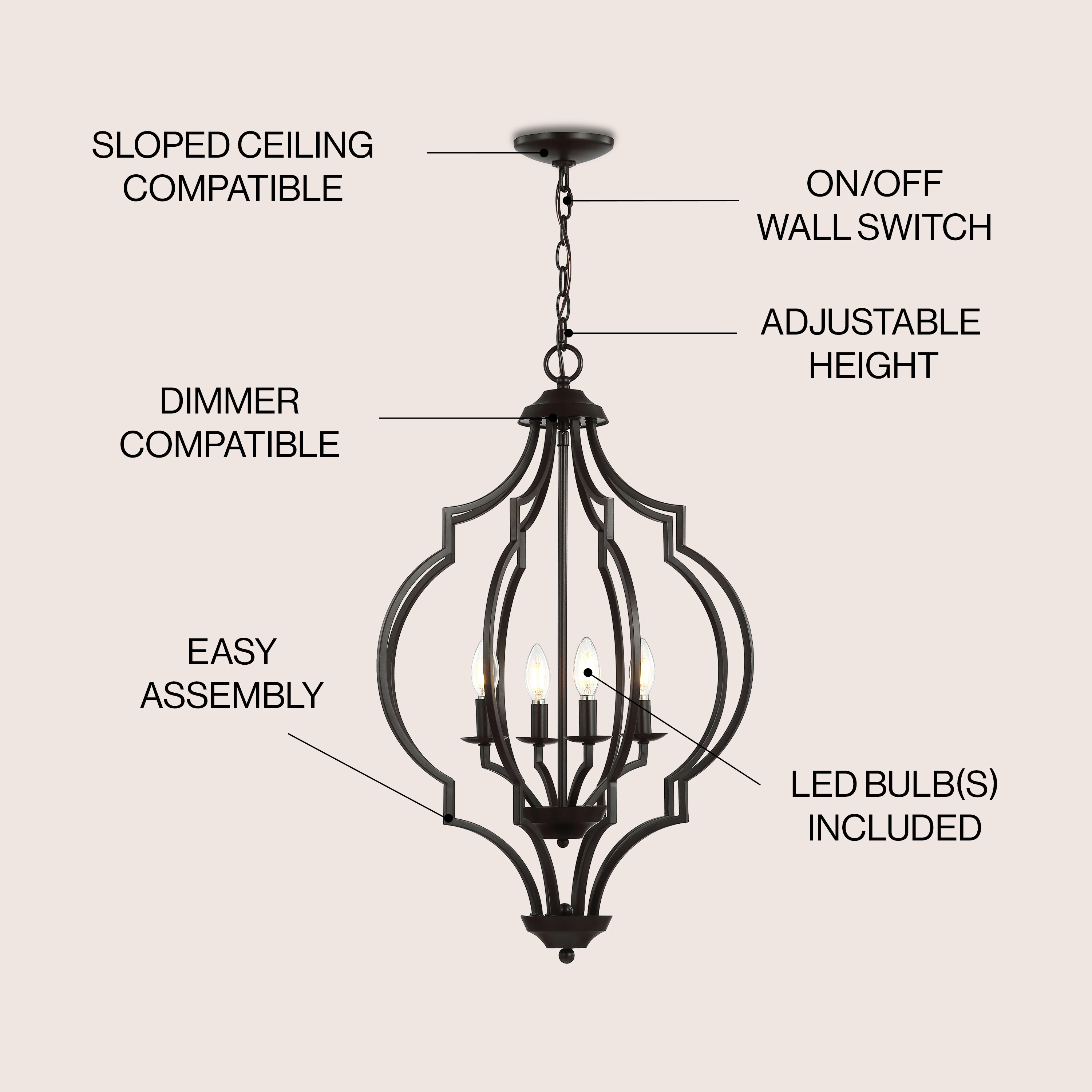 Selema 19" Oil-Rubbed Bronze Geometric LED Pendant with Adjustable Chain