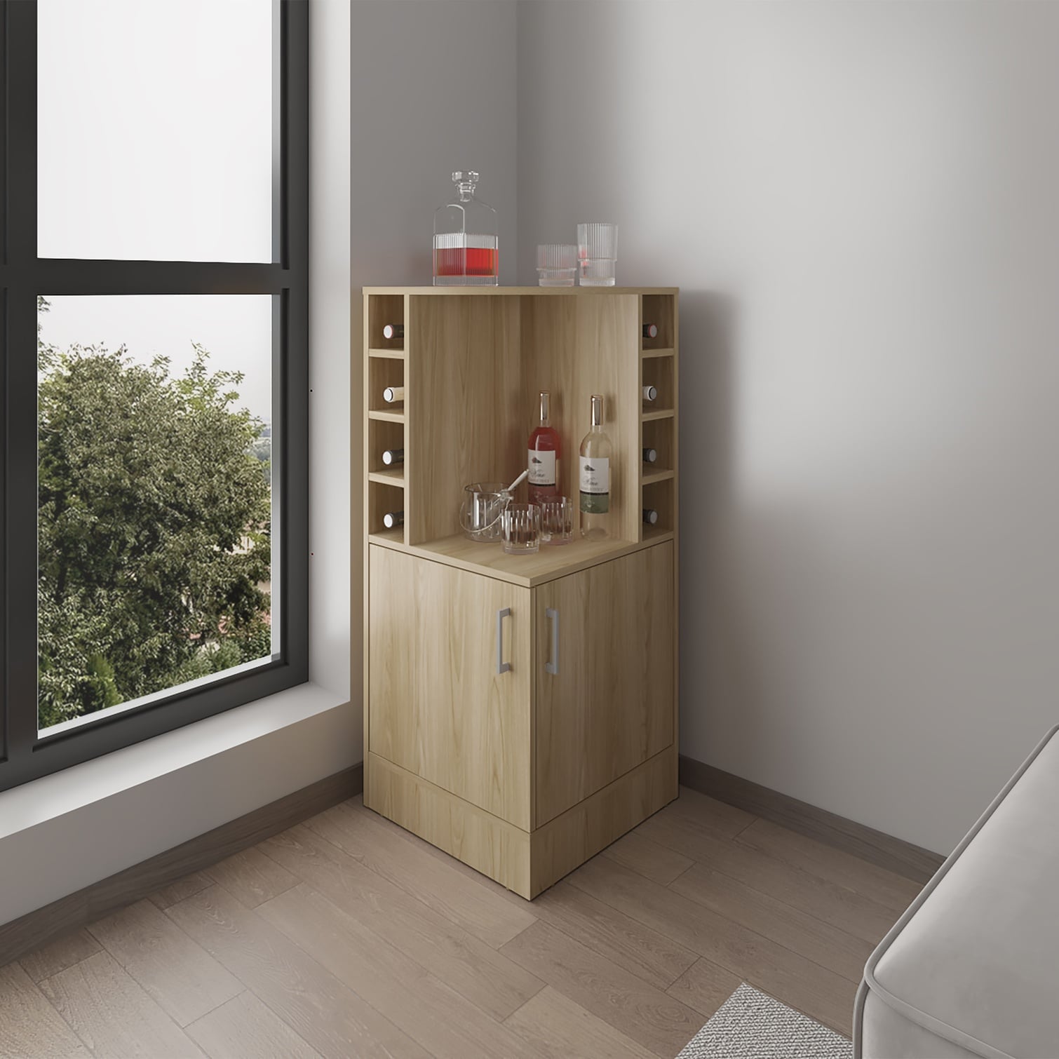 Tammesy Natural Wood Engineered and Compact Contemporary Design Bar ...