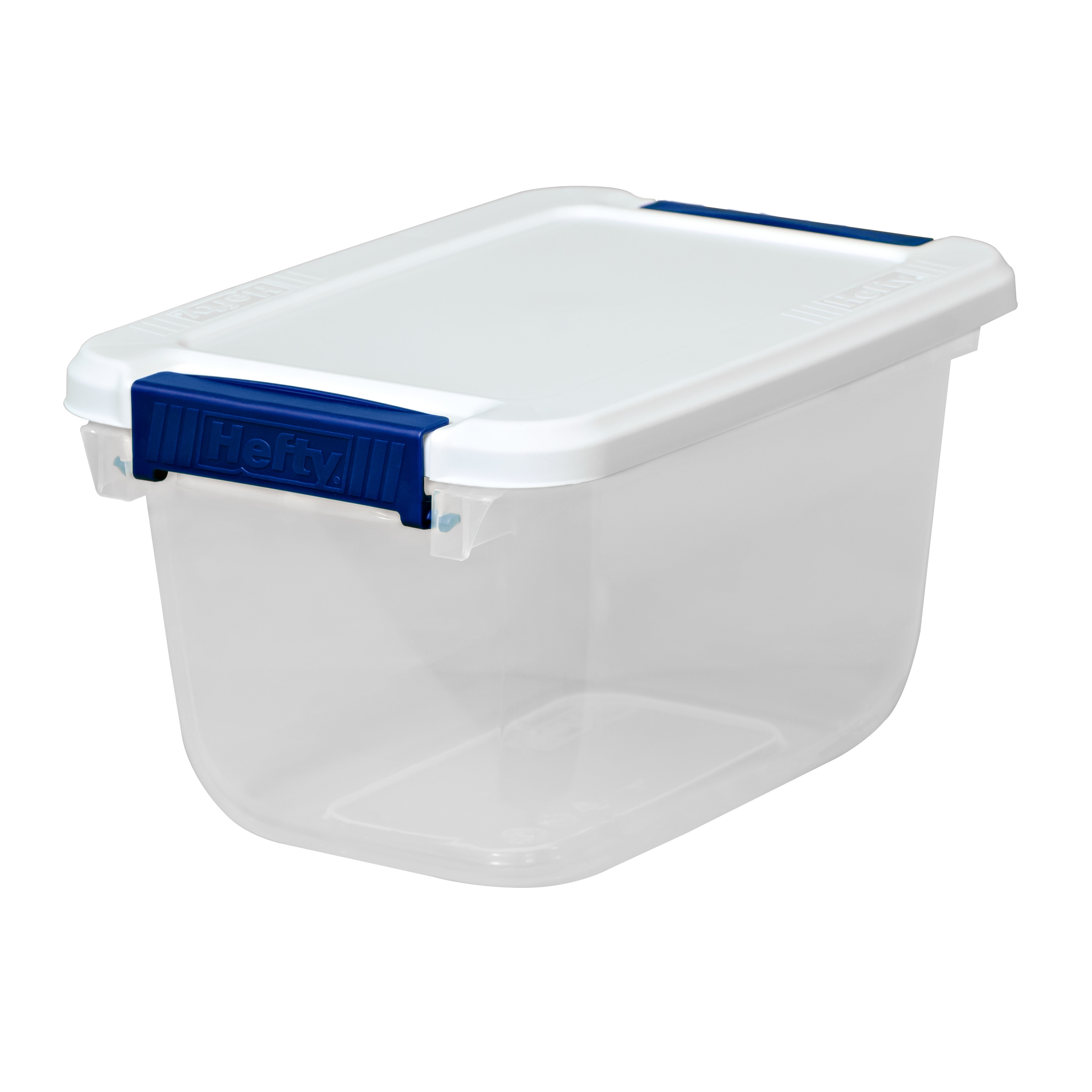 Hefty HI-RISE Clear Plastic Bin with Smoke Blue Lid (6 Pack) - 72 qt  Storage Container with Lid, Ideal Space Saver for Closet Shoe Storage Bins  and