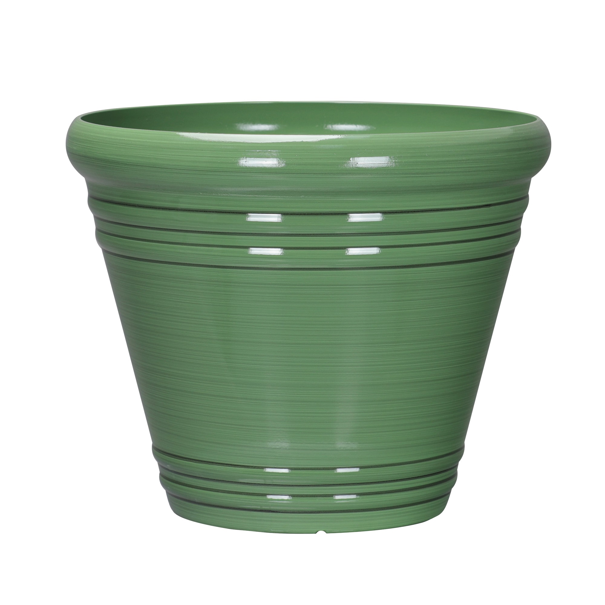 Style Selections PLC1622BGJ Round 20.35-in W Extra Large Green Recycled plastic Contemporary/Modern Indoor/Outdoor Planter with Drainage Holes