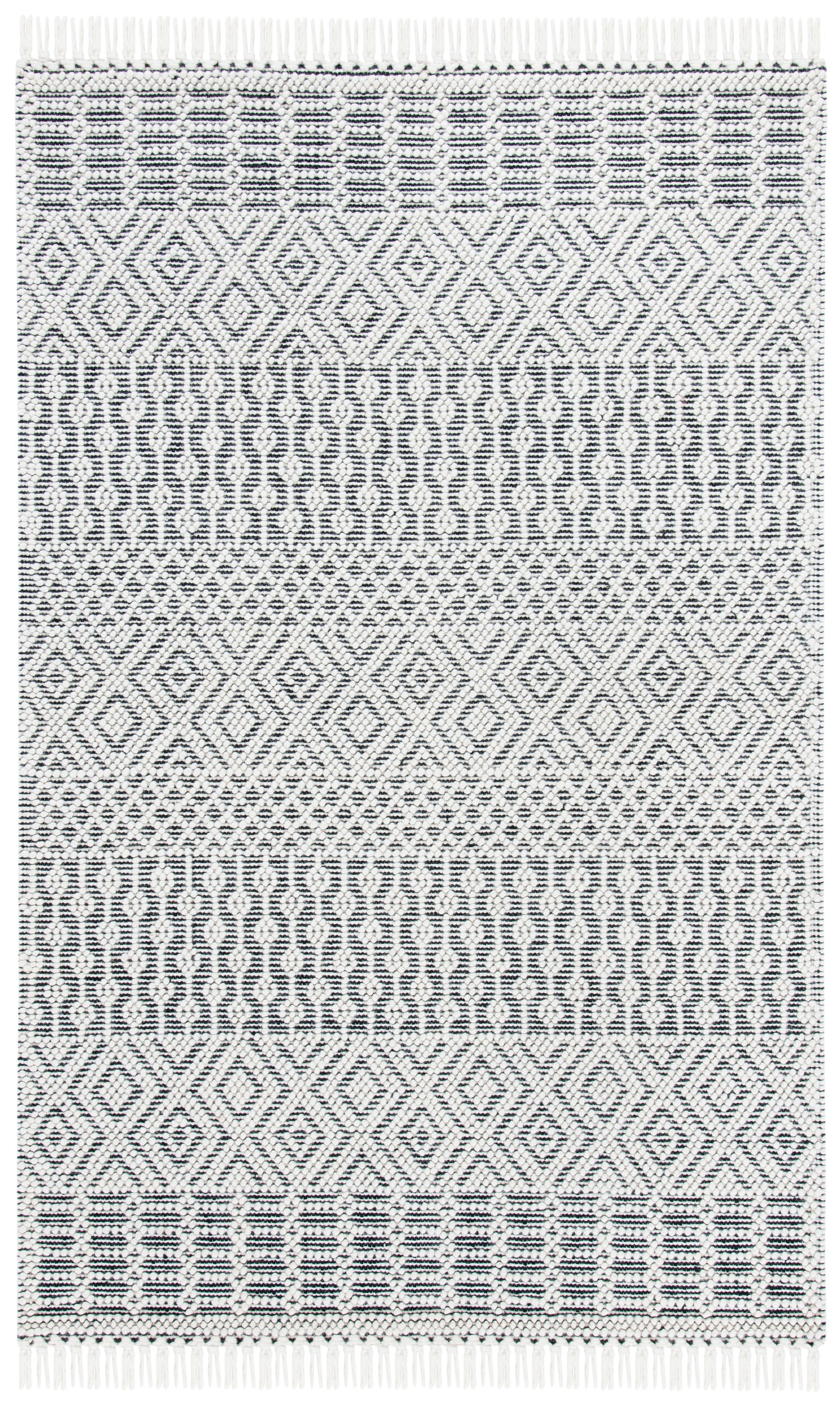 Safavieh NAT852Z-6 Natura 6 x 9 (ft) Wool Ivory/Black Rectangular Indoor Abstract Coastal Area rug