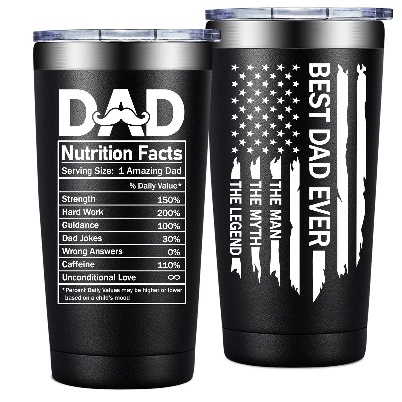 Aoibox  Grandpa Knows Everything 20 oz Stainless Steel Insulated Tumbler Gift Set with Straws Lid Keychain