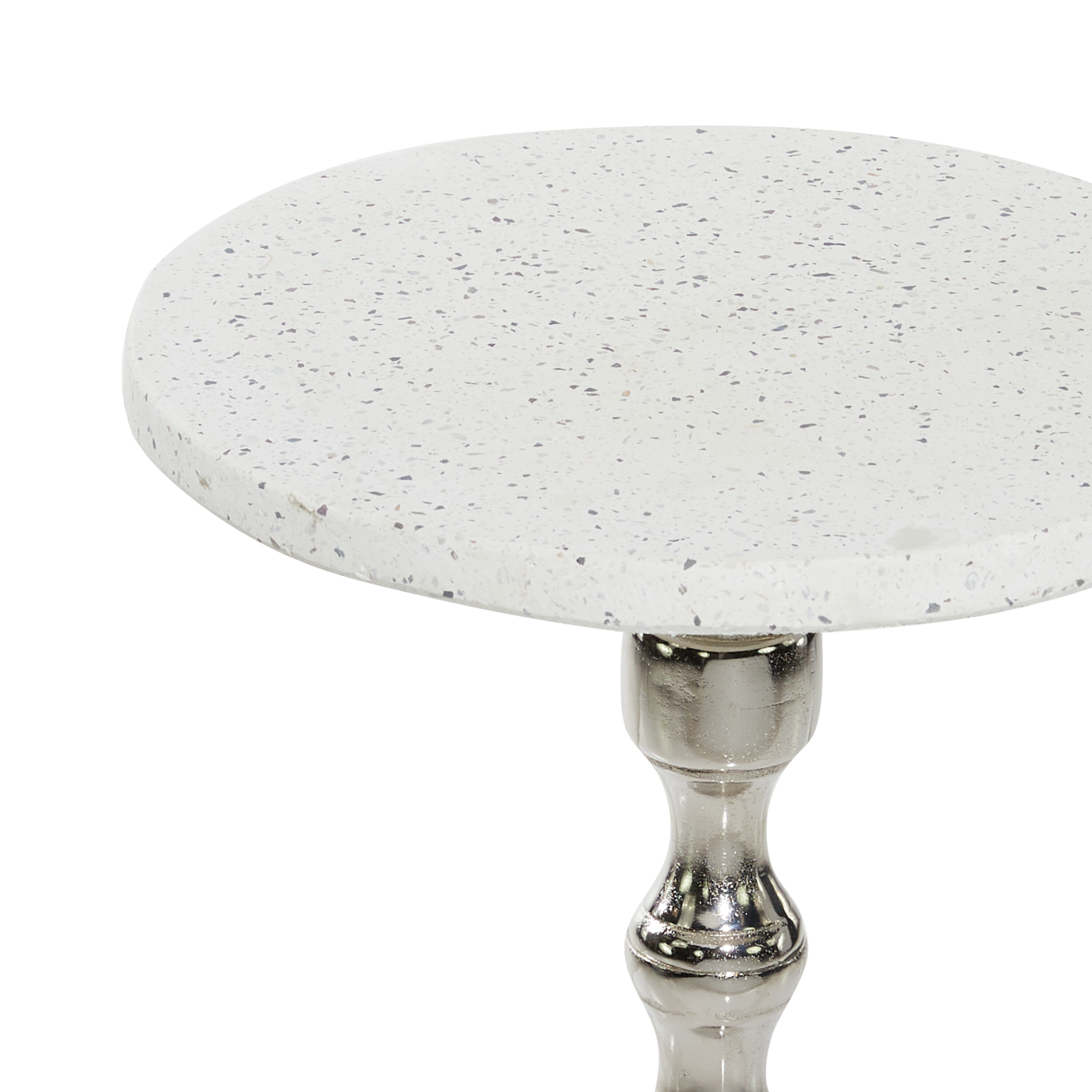 Silver Terrazzo Marble Top Round Accent Table