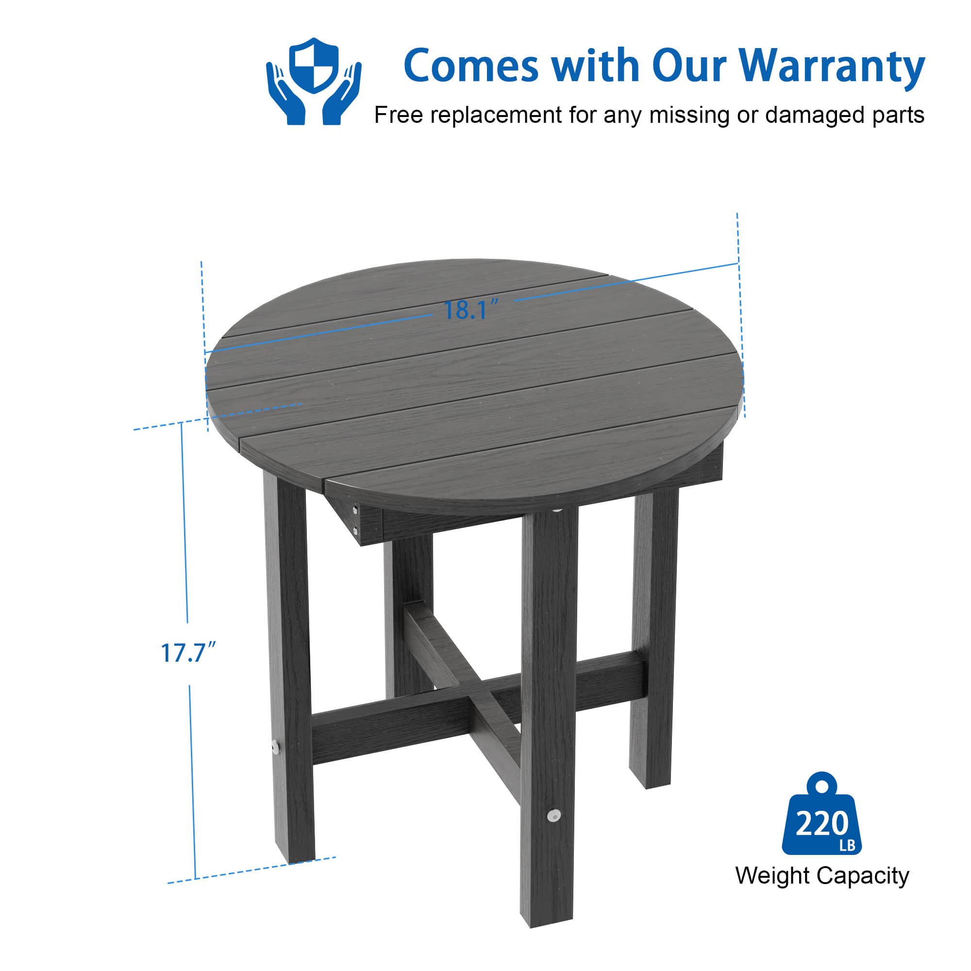 Aok Garden LWP-PST-27-BK Patio-Tables - View #2