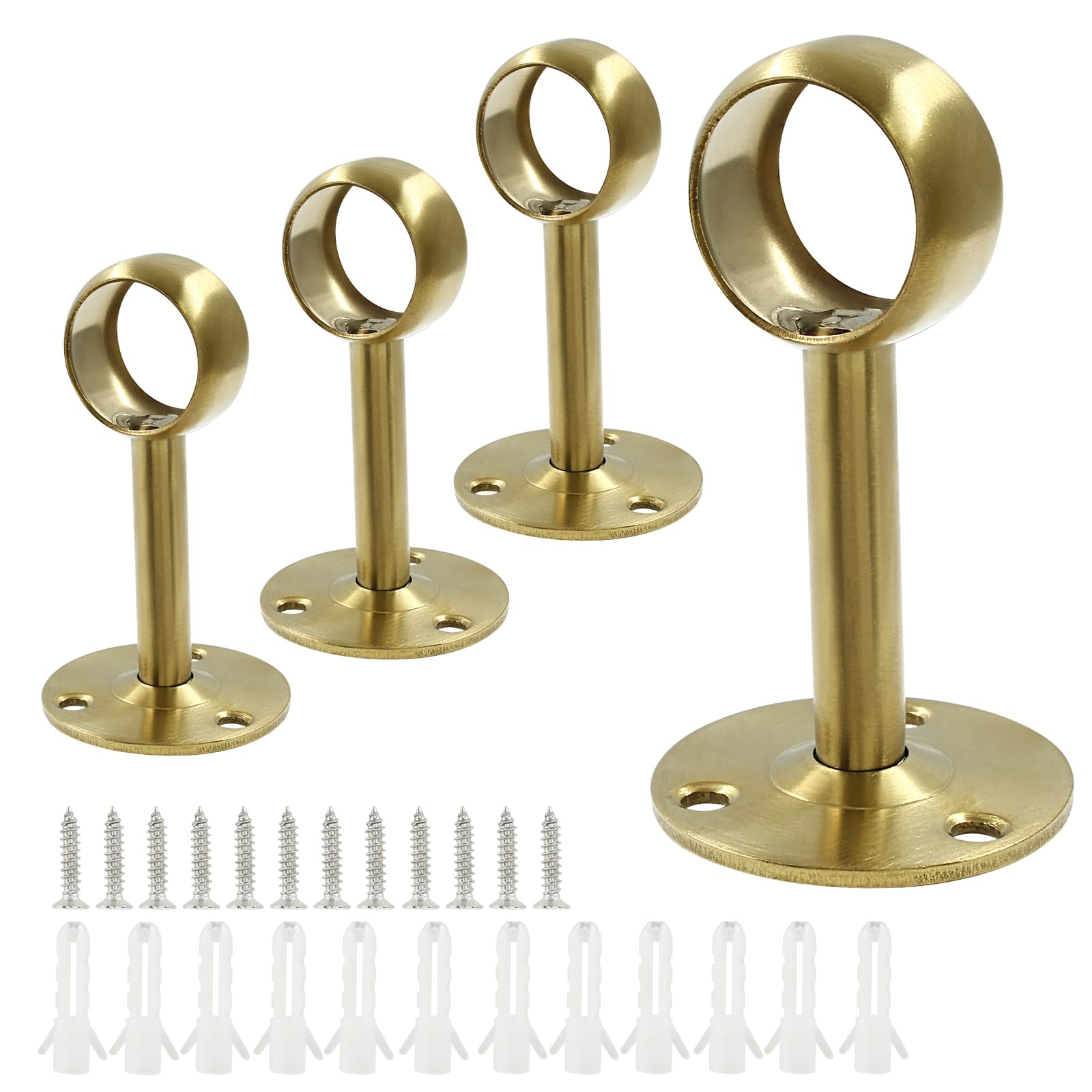 KIWDZFU 1 Inch Curtain Rod Ceiling Mount Bracket Stainless Steel Shower Curtain Rod Holder with Anchor Screw Kit 8 Pieces Gold #LKI0820A1129