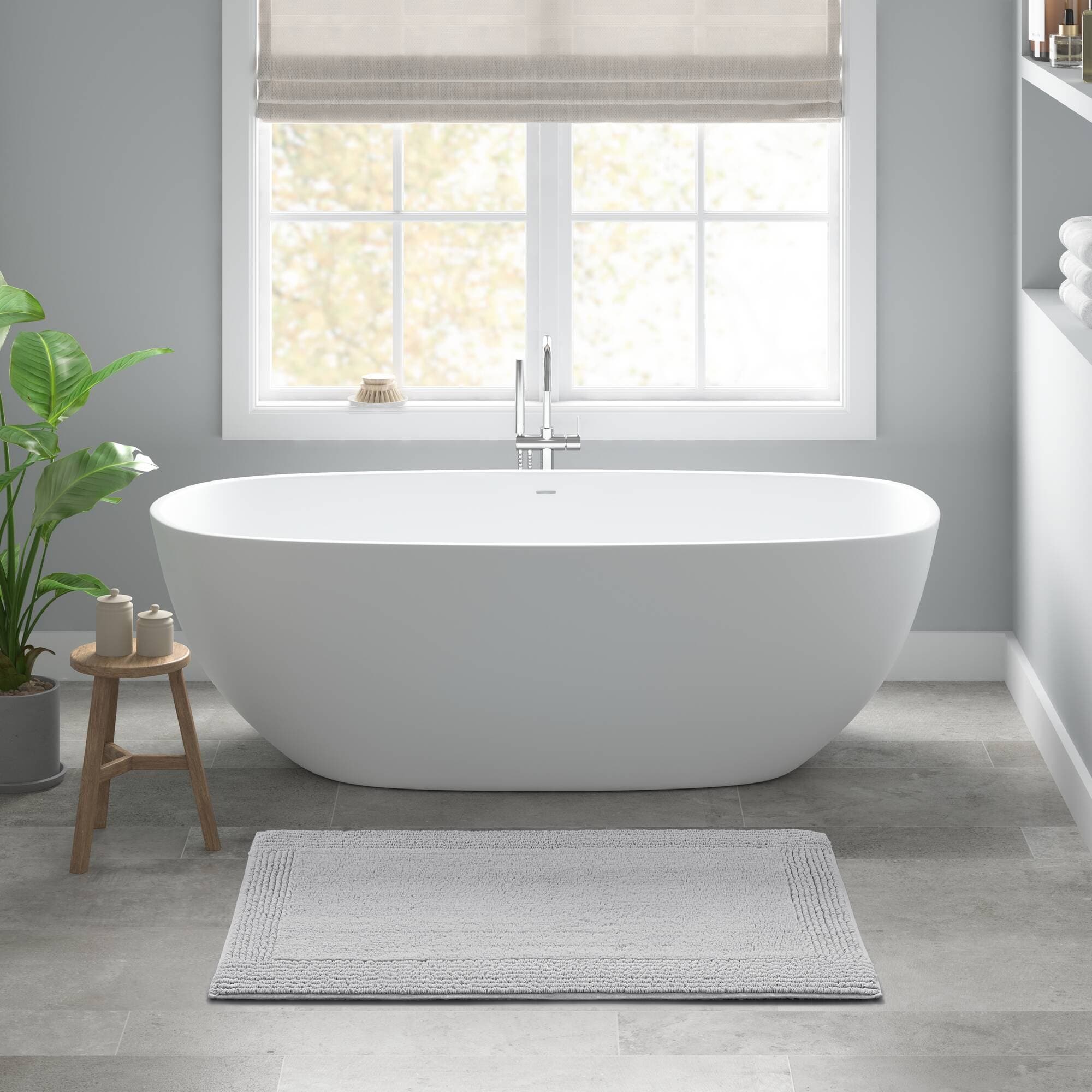 HyperDrop Cart 24x44 Inch Grey Reversible Bath Mat/ 3000 GSM Plush 100 percent Cotton Tufted Rug