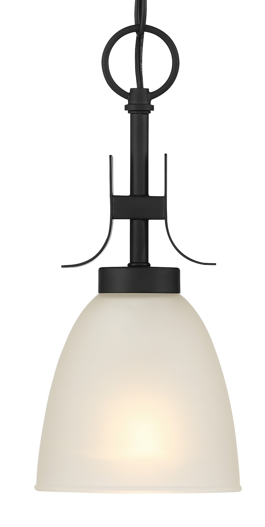 Coal Black Mini Pendant Light with Etched Glass Shade