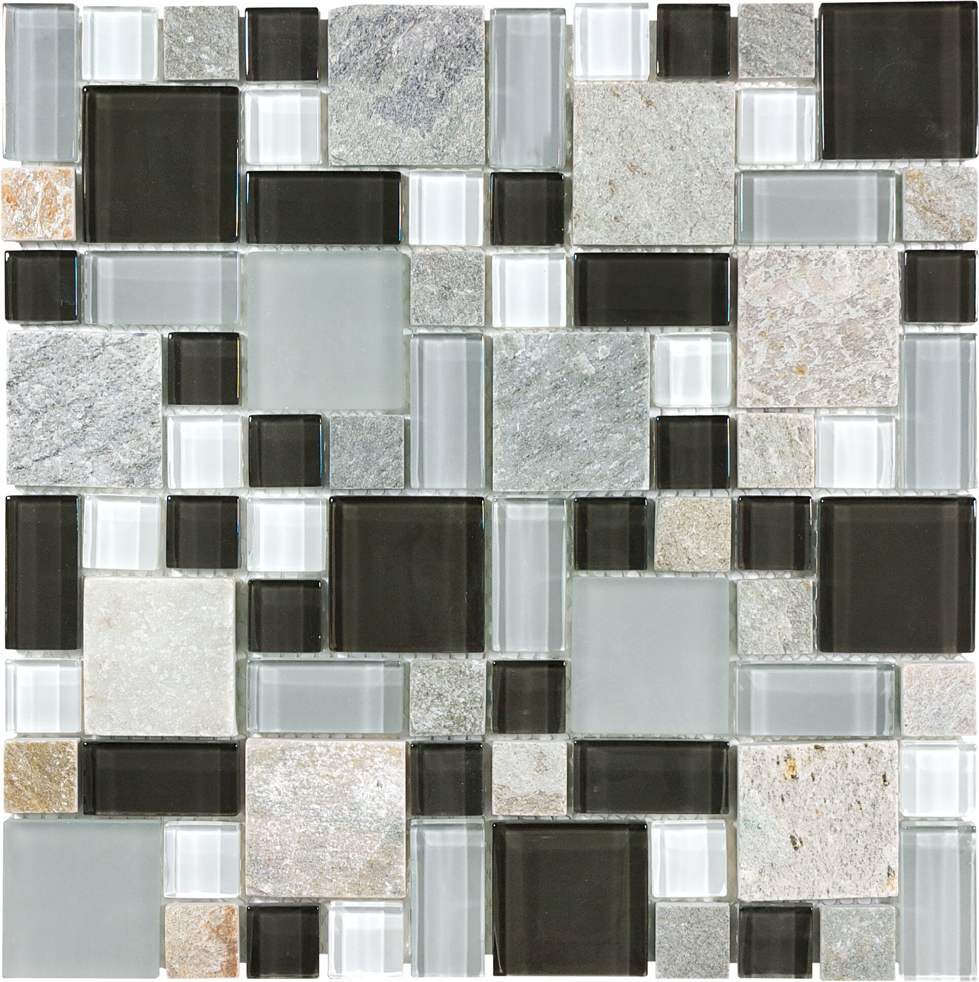 Anatolia Tile 20-648 Cool Spring Multi-finish Stone and Glass Quartz Mixed Pattern Tile