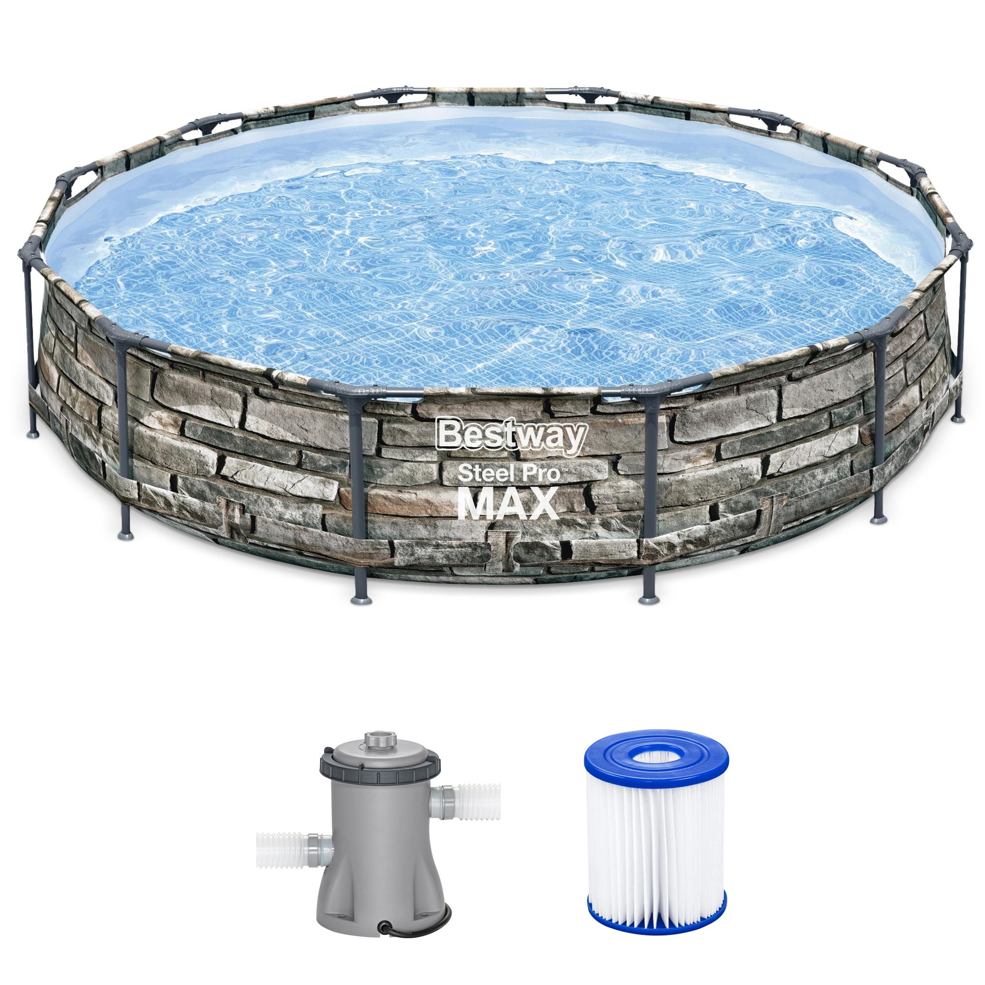 Bestway 183540 12-ft x 12-ft x 30-in Metal frame Round Above-Ground Pool with Filter Pump
