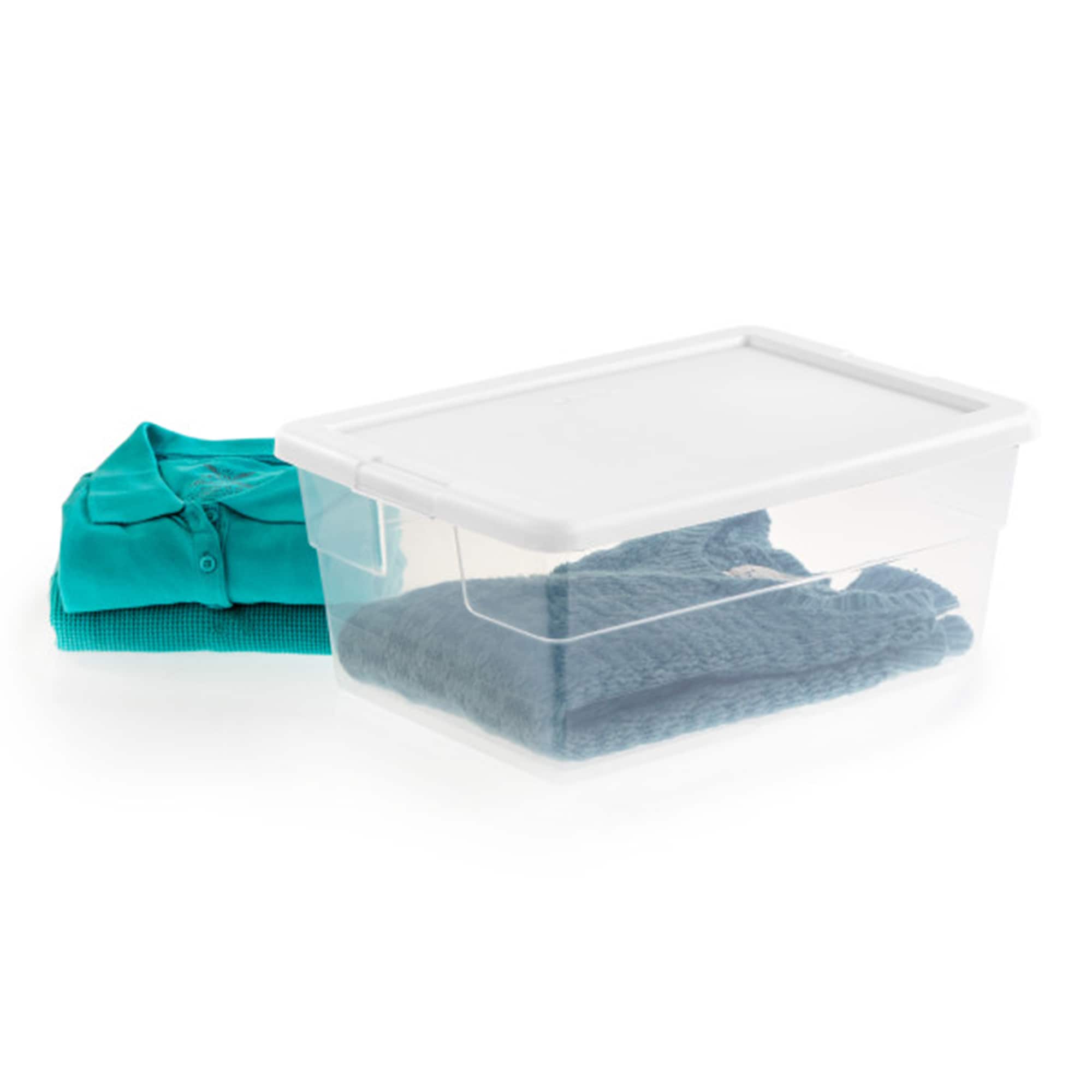 Sterilite Set of (10) 6 Qt. Storage Boxes Plastic, Blue Cove