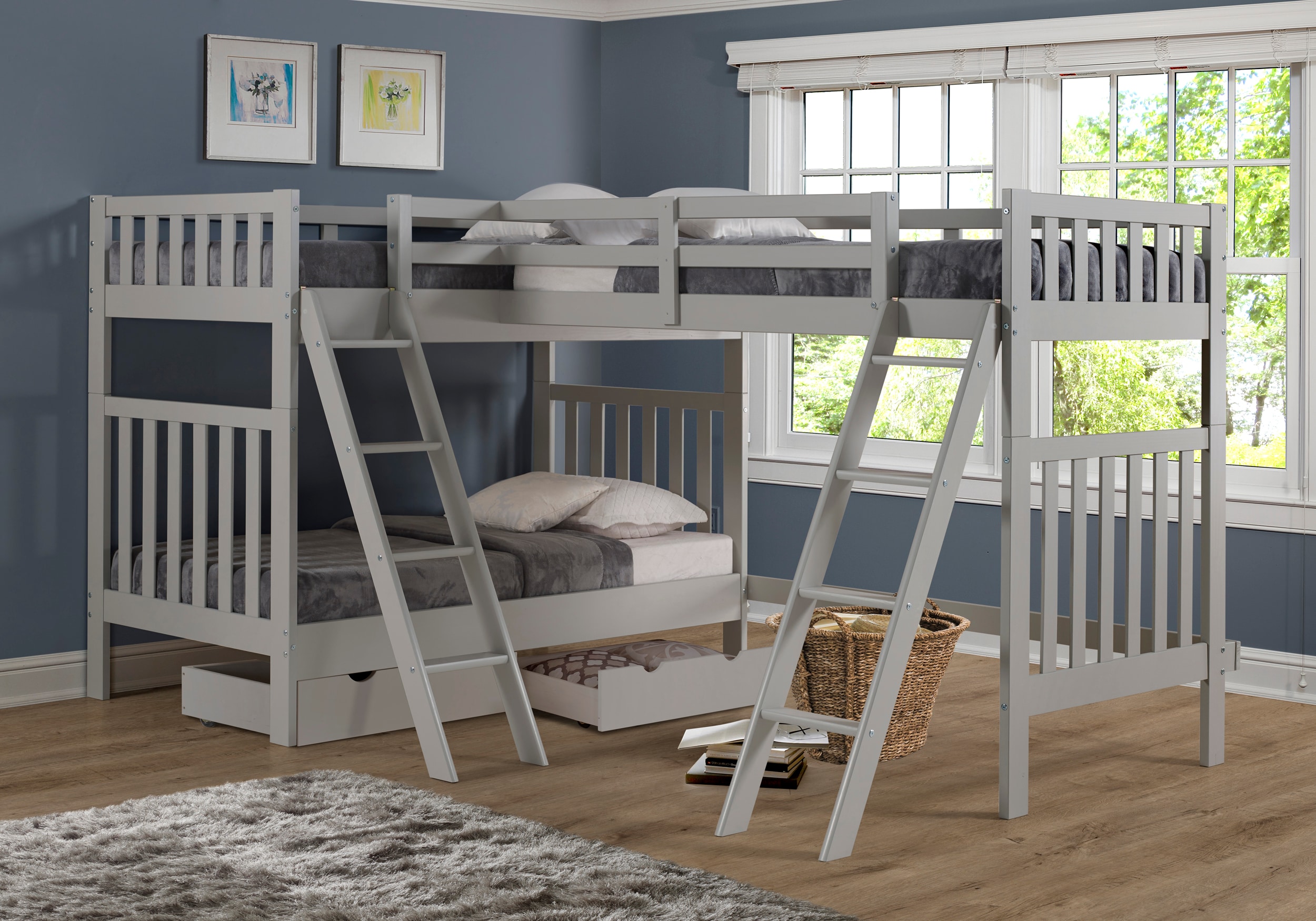 Alaterre Furniture Aurora Dove Gray Twin Over Twin Bunk Bed at Lowes.com