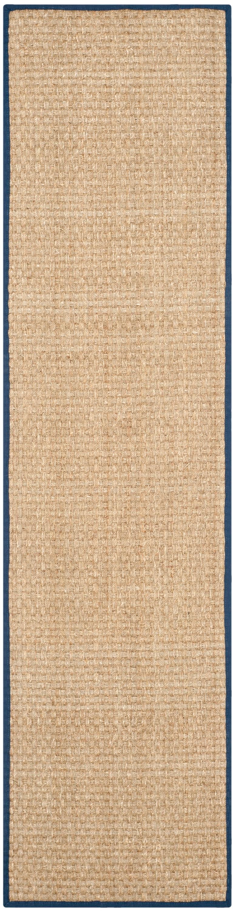 Safavieh NF114E-216 Natural Fiber Hampton 2 x 16 (ft) Loomed Seagrass Natural/Blue Rectangular Indoor Solid Coastal Runner rug