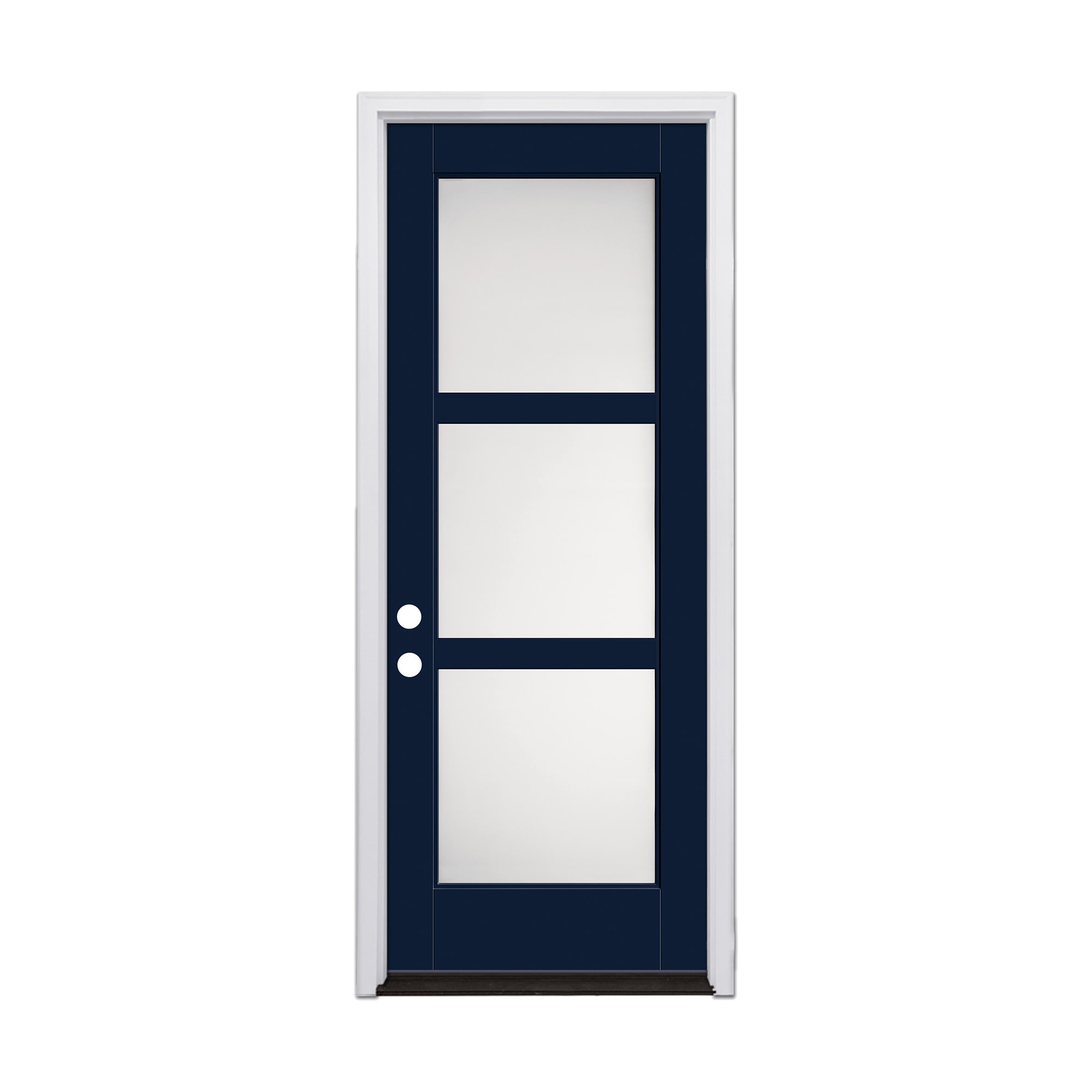 Therma-Tru TT669910 36-in x 96-in x 6-9/16-in Fiberglass Full lite Right-hand inswing INDIGO Painted Prehung Front Door with Brickmould Insulating core