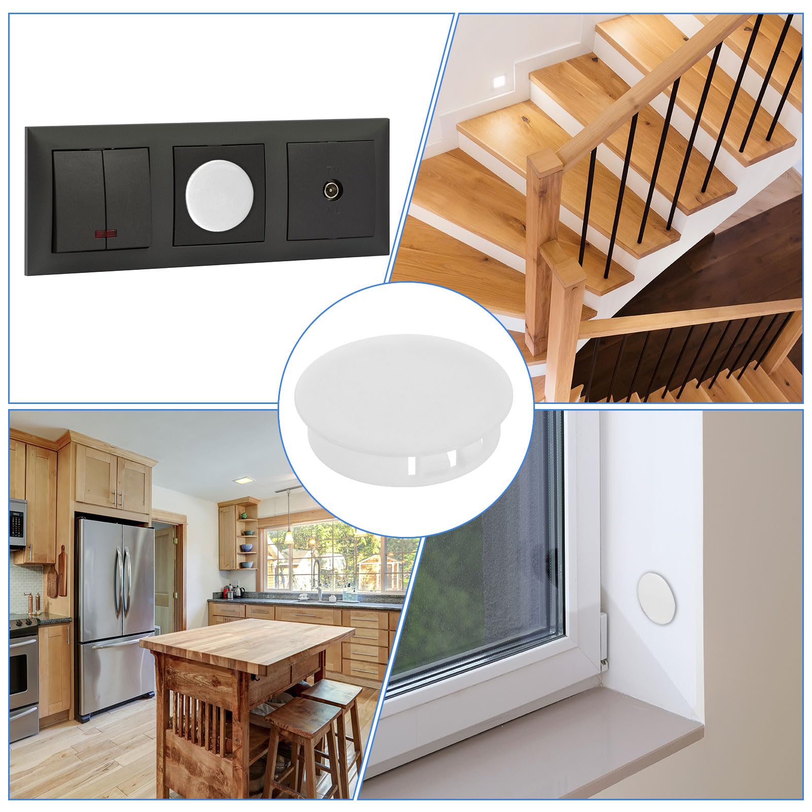 Adrinfly Plastic Hole Plugs 38mm One and a Half Inch Flush Type Panel ...