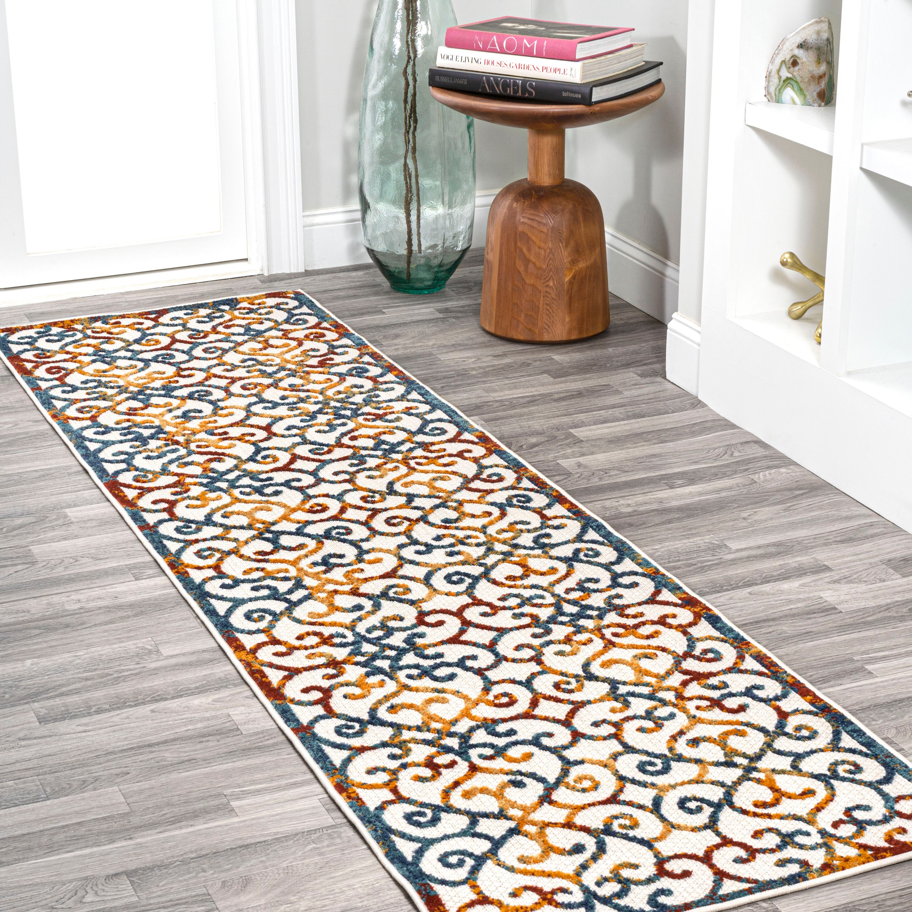 Trellis Rug 100% Cotton Brown Cream Pattern Washable Large Small Runner Area Mat 
