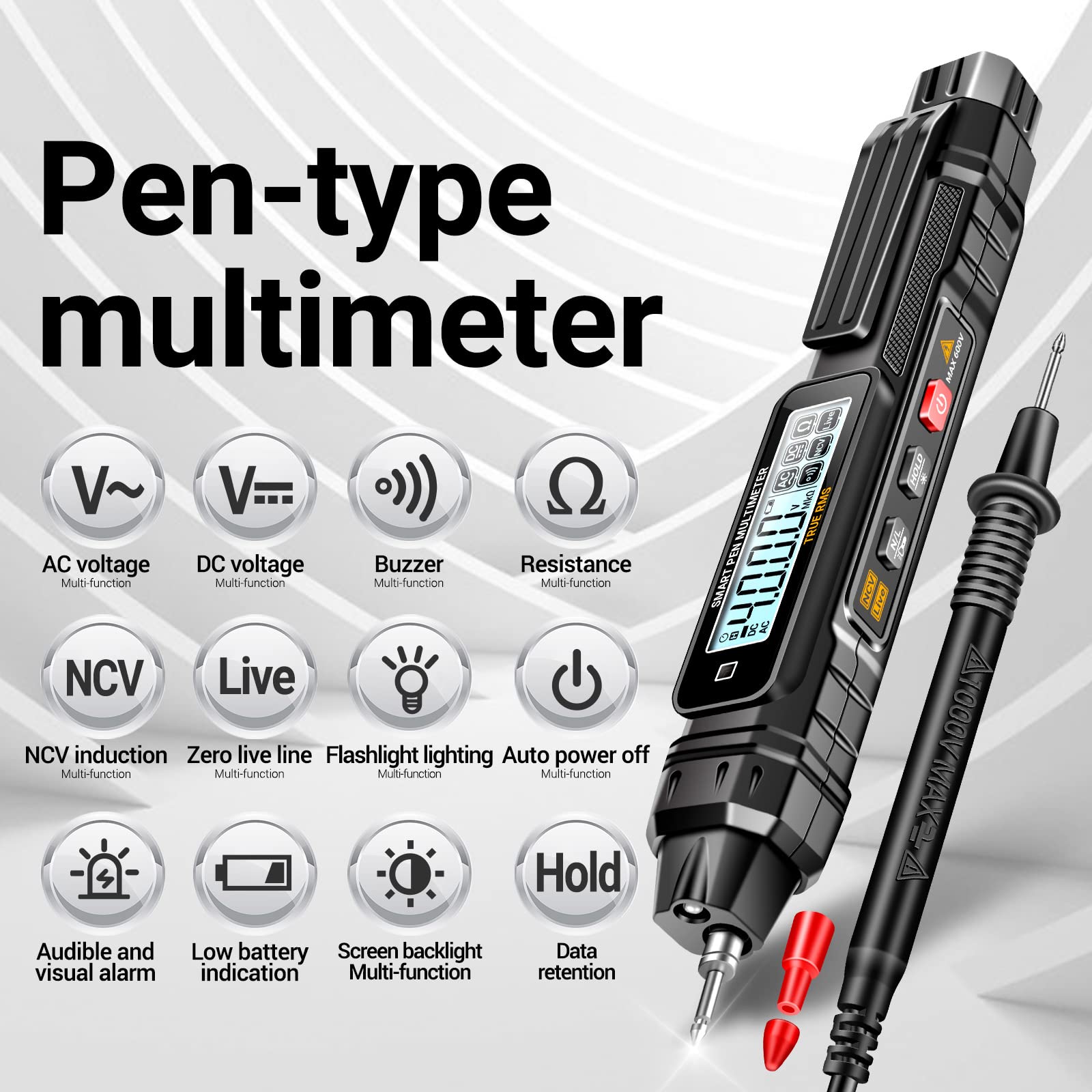 Anqtovp Pen Type Digital Multimeter 4000 Count AC/DC Voltage Tester ...