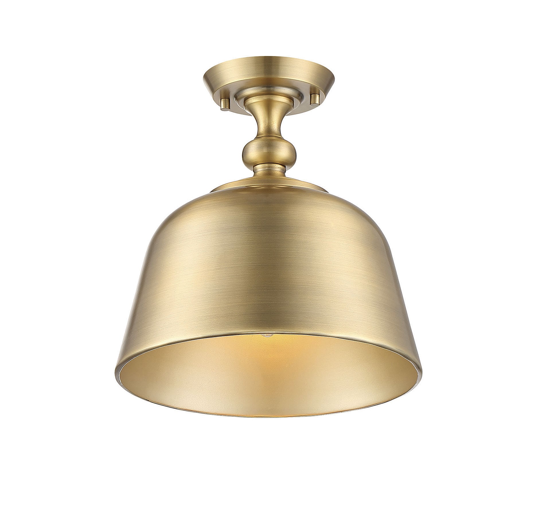 Warm Brass 12" Metal Semi-Flush Mount Ceiling Light