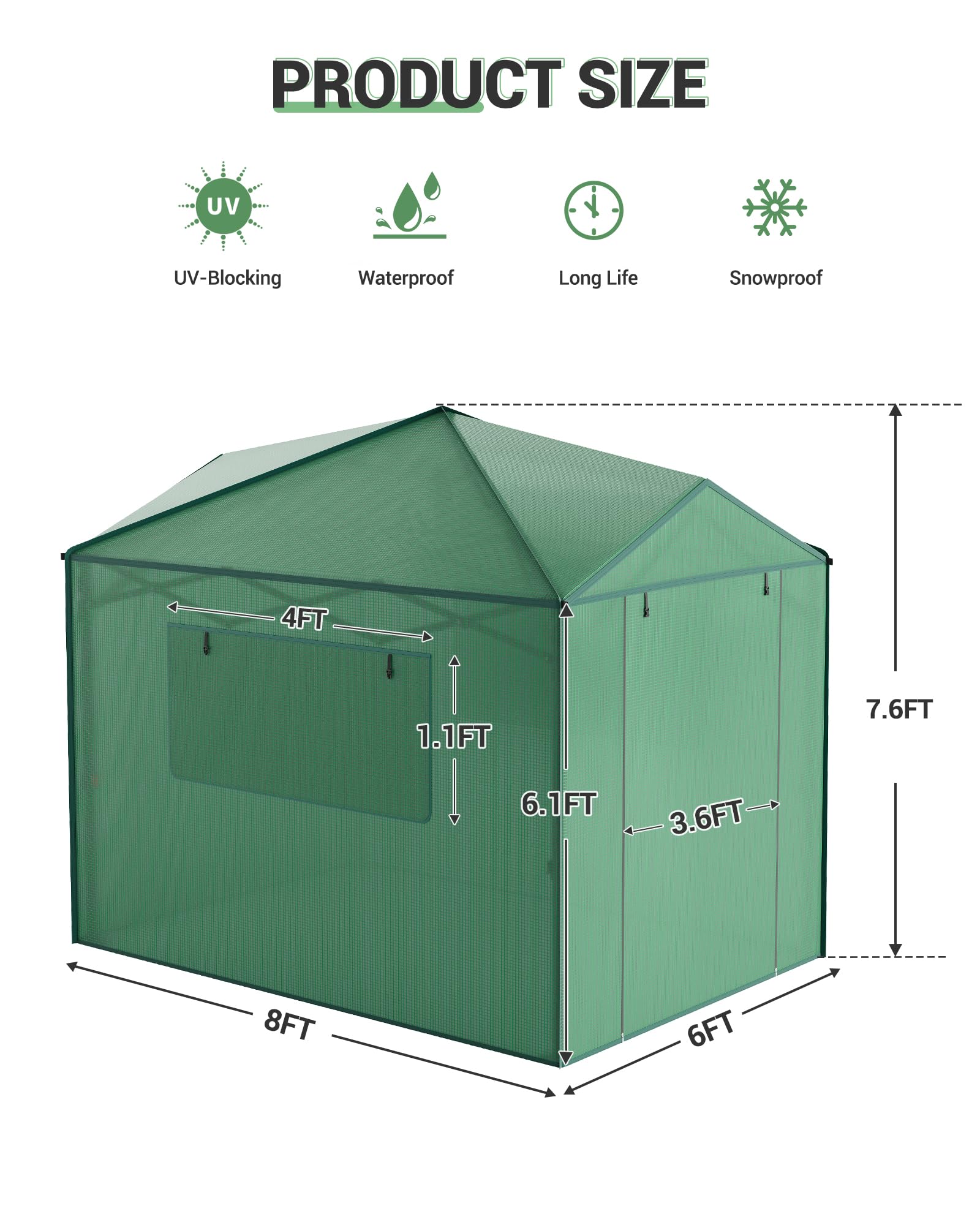 GarveeLife 6 multiplied by 8 FT Portable Greenhouse with Zipper Door ...