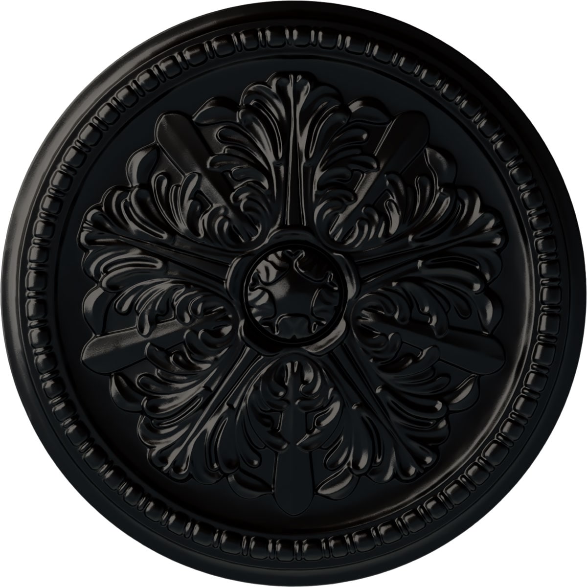 Ekena Millwork CM16SWBLF Swindon 16.875-in W x 16.875-in L Painted Jet Black Polyurethane Whole Ceiling Medallion