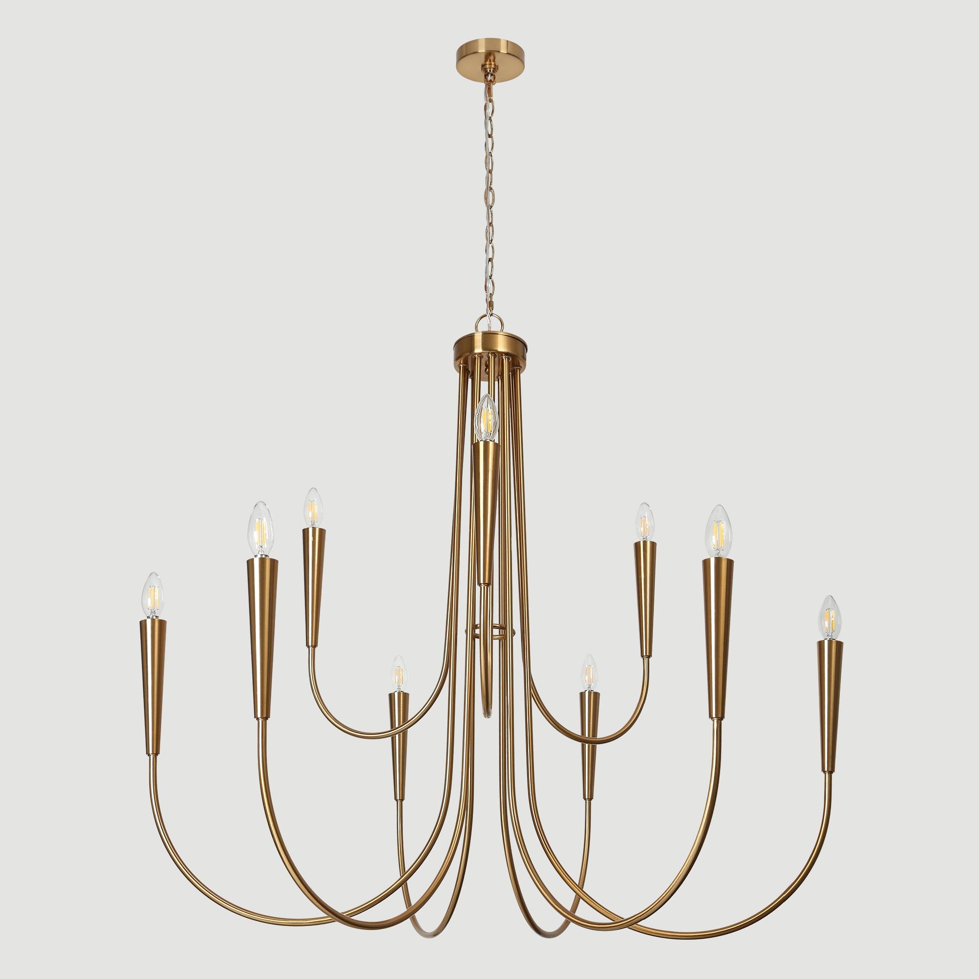 LNC Ceniprimo 9-Light Gold Chandelier For Dining Room Lighting Fixtures ...