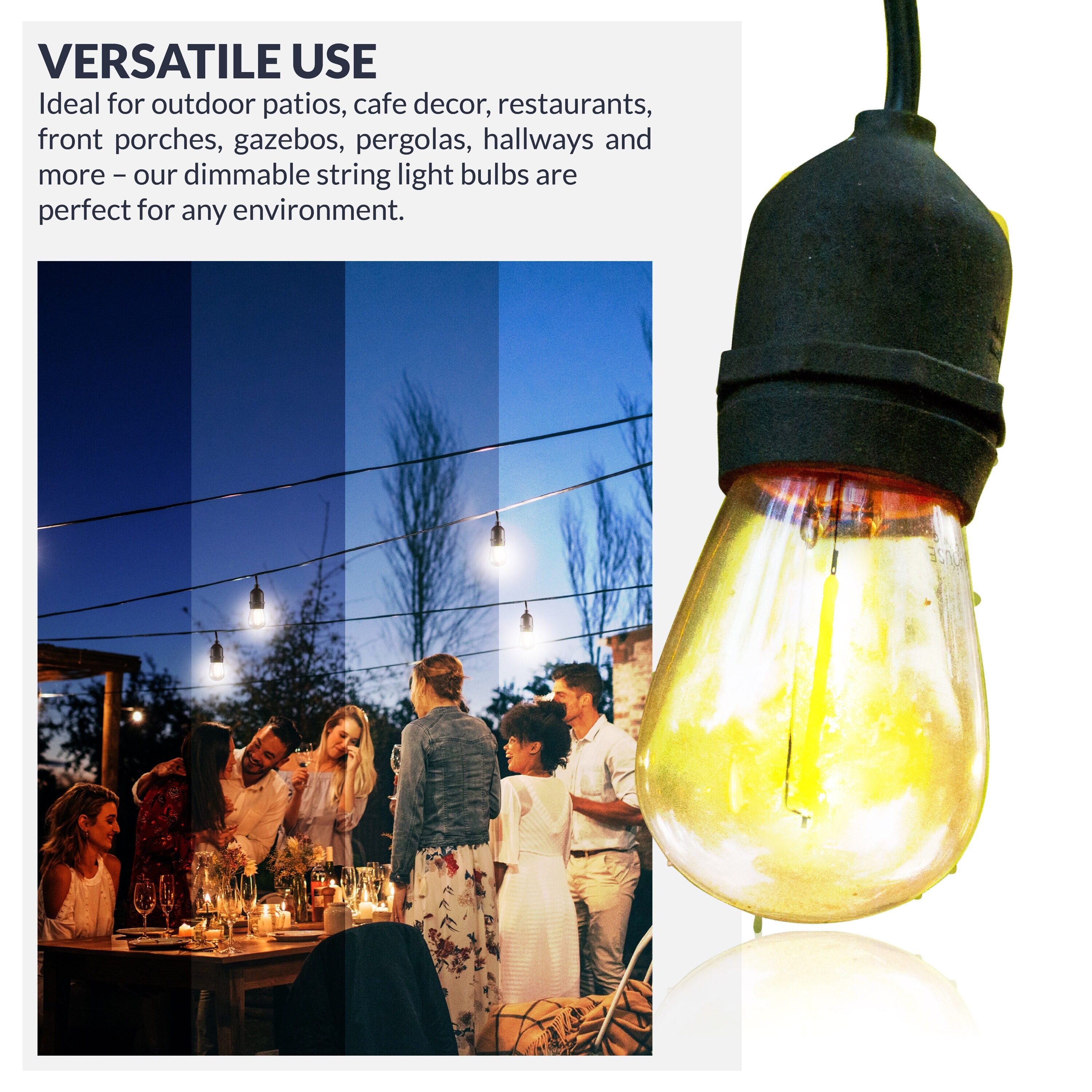 Newhouse Lighting LED String Lights with Weatherproof Technology, Dimmable