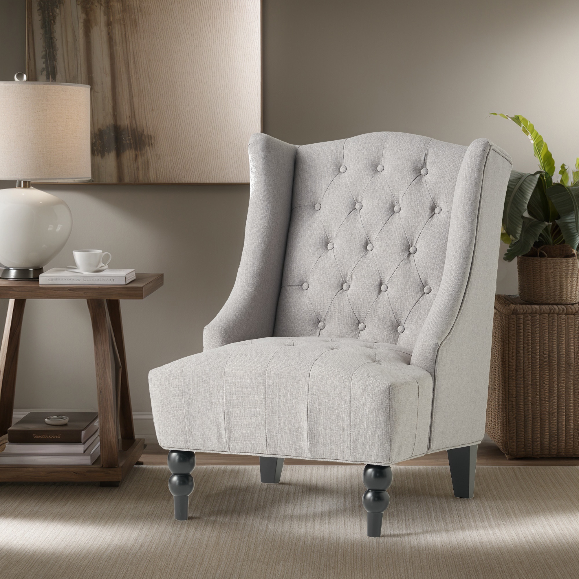 Hrinhom HC-W2005-SILVER Vintage Gray Accent Chair