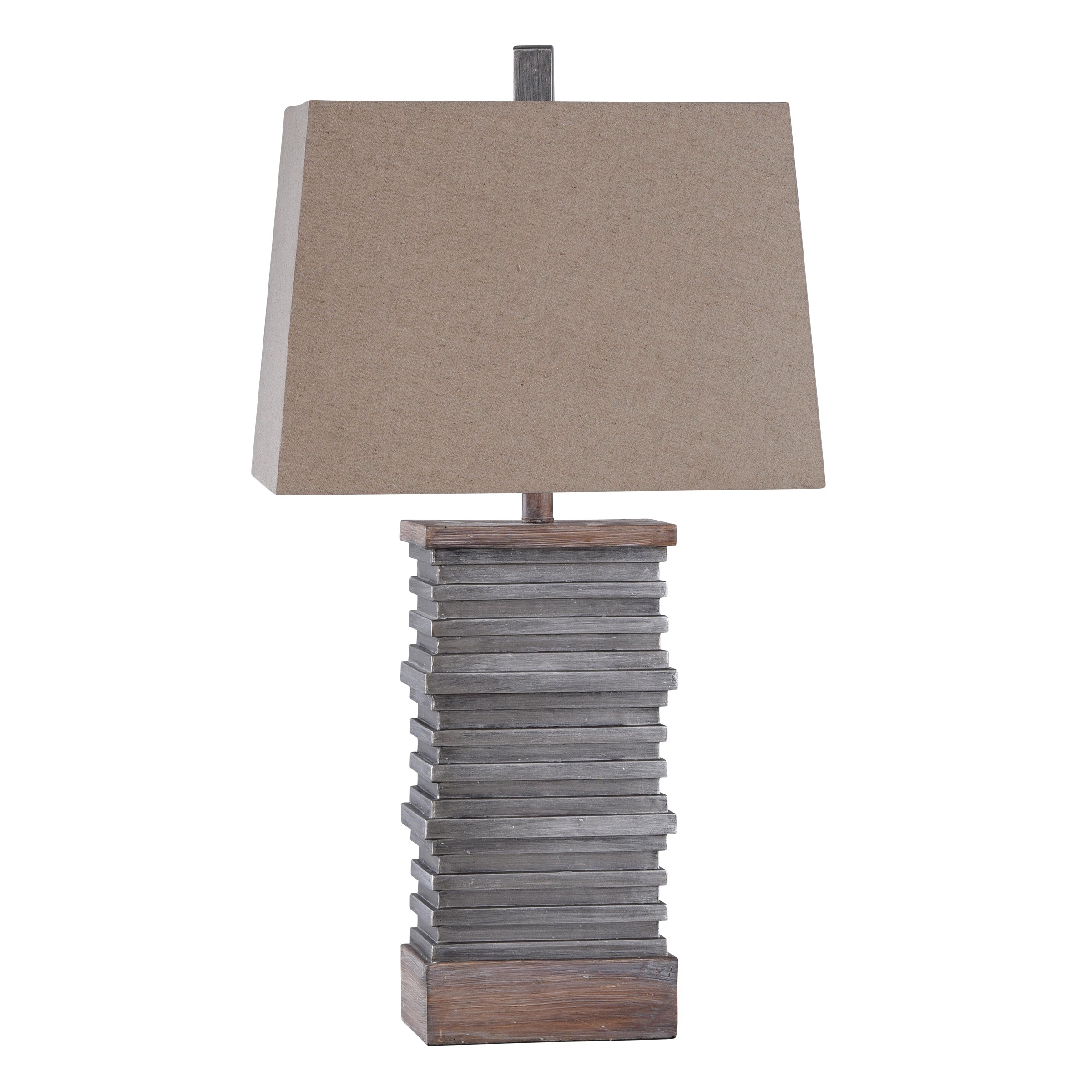 StyleCraft Home Collection KHL331363DS Roman Slate Grey, Brown 3-way Table Lamp with Fabric Shade