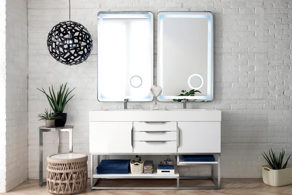 James Martin Vanities Columbia 59-in Glossy White Double Sink