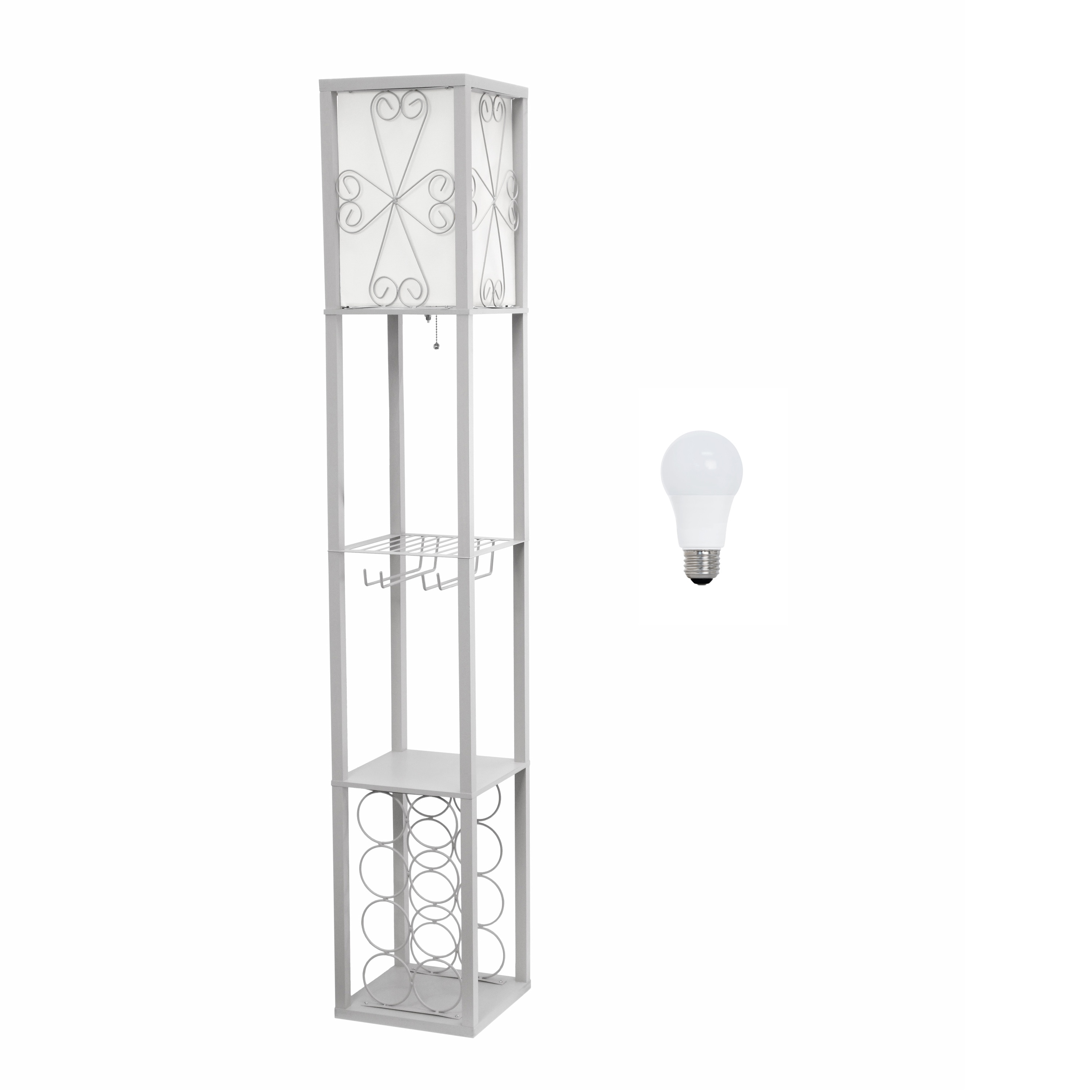Creekwood Home CWF-3008-GY-LB Eleganzia 62.5-in Gray Standard Floor Lamp with Linen Shade