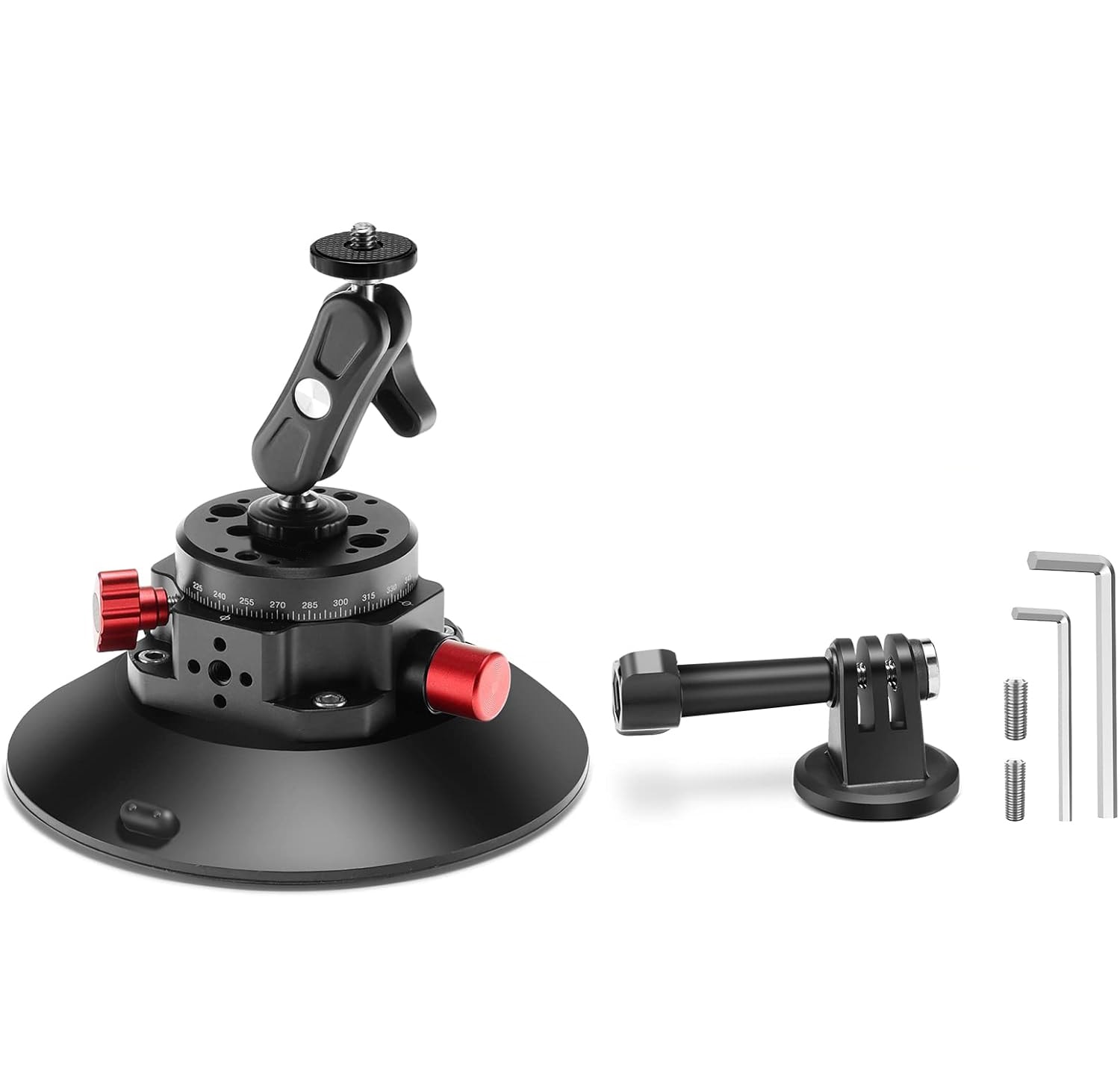 Etokfoks  6 in Vacuum Suction Cup Camera Mount With Magic Arm for Car Window Windshield Smooth Surface Action Camera Phone POV Recording