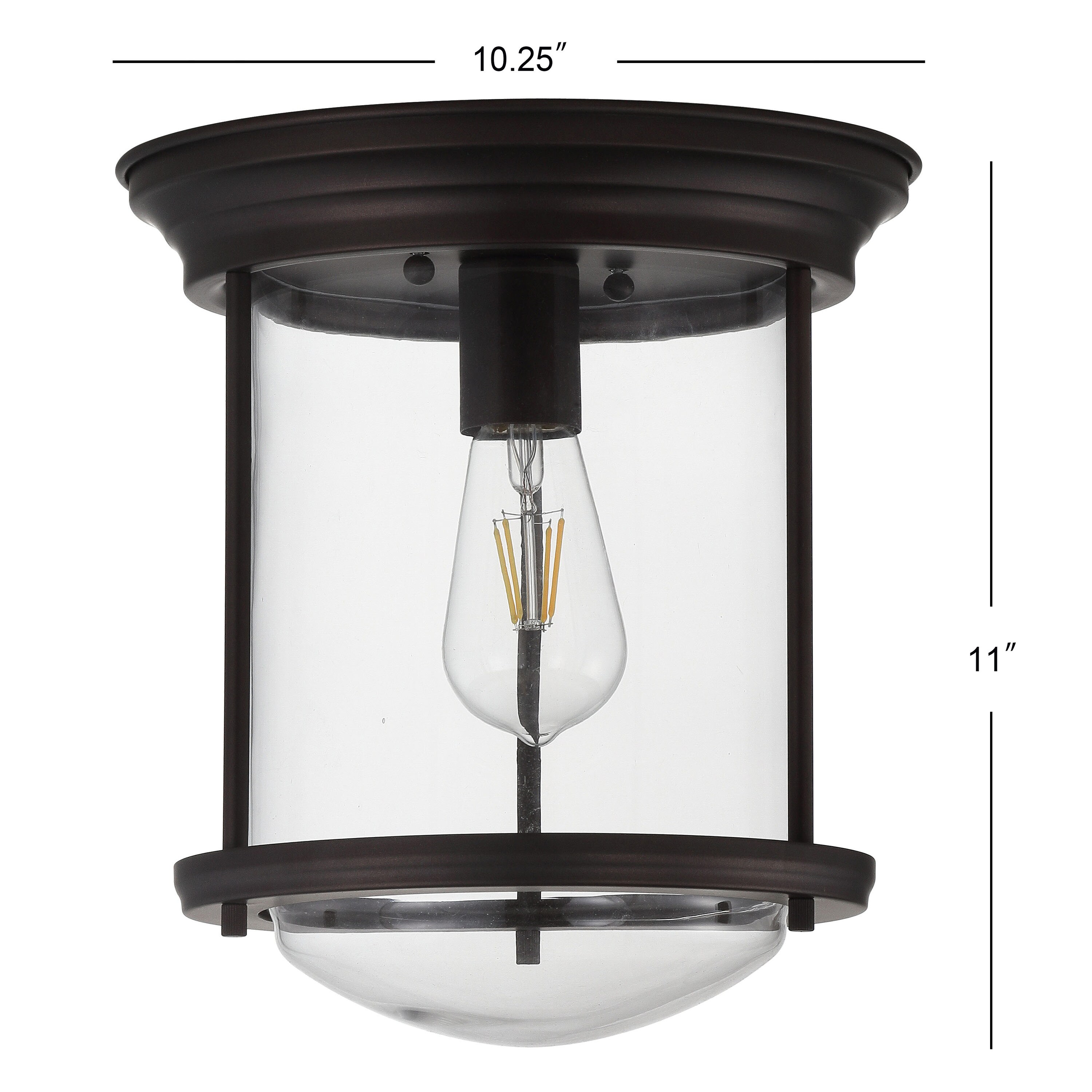 Harbor-Inspired 10.25" Oil Rubbed Bronze Glass LED Ceiling Light