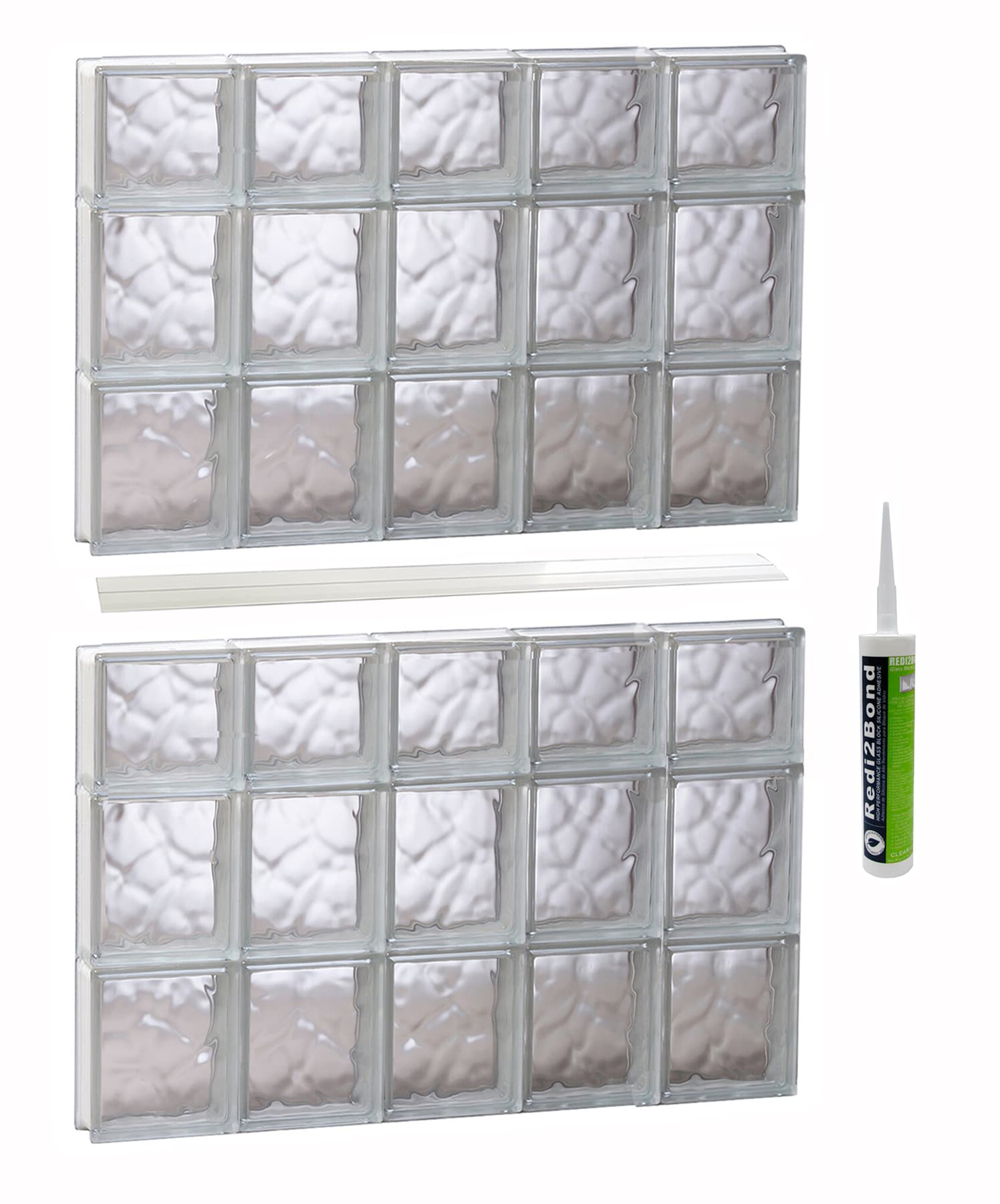 REDI2SET S3044DC Wavy Glass 28-3/4-in x 42-1/2-in Frameless Replacement Glass Block Window