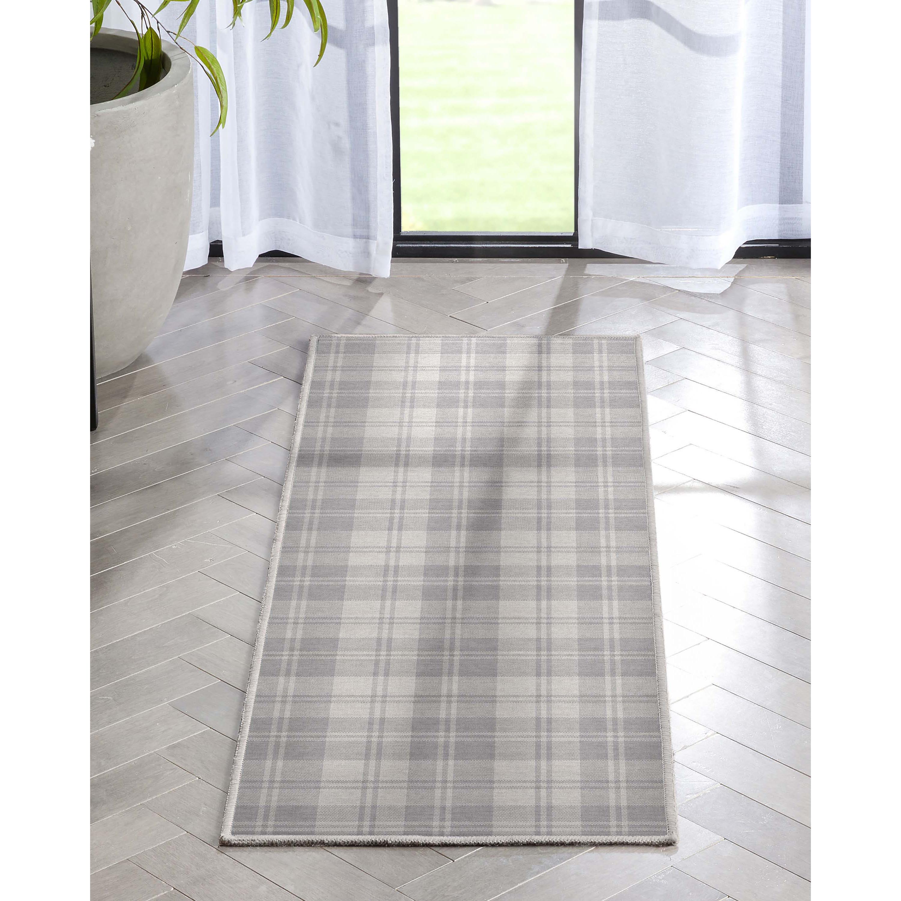 Well Woven W-PLD-01C-2S Apollo 2 x 5 (ft) Flatweave Polyester Light Grey Rectangular Indoor Geometric Mid-Century Modern Runner rug