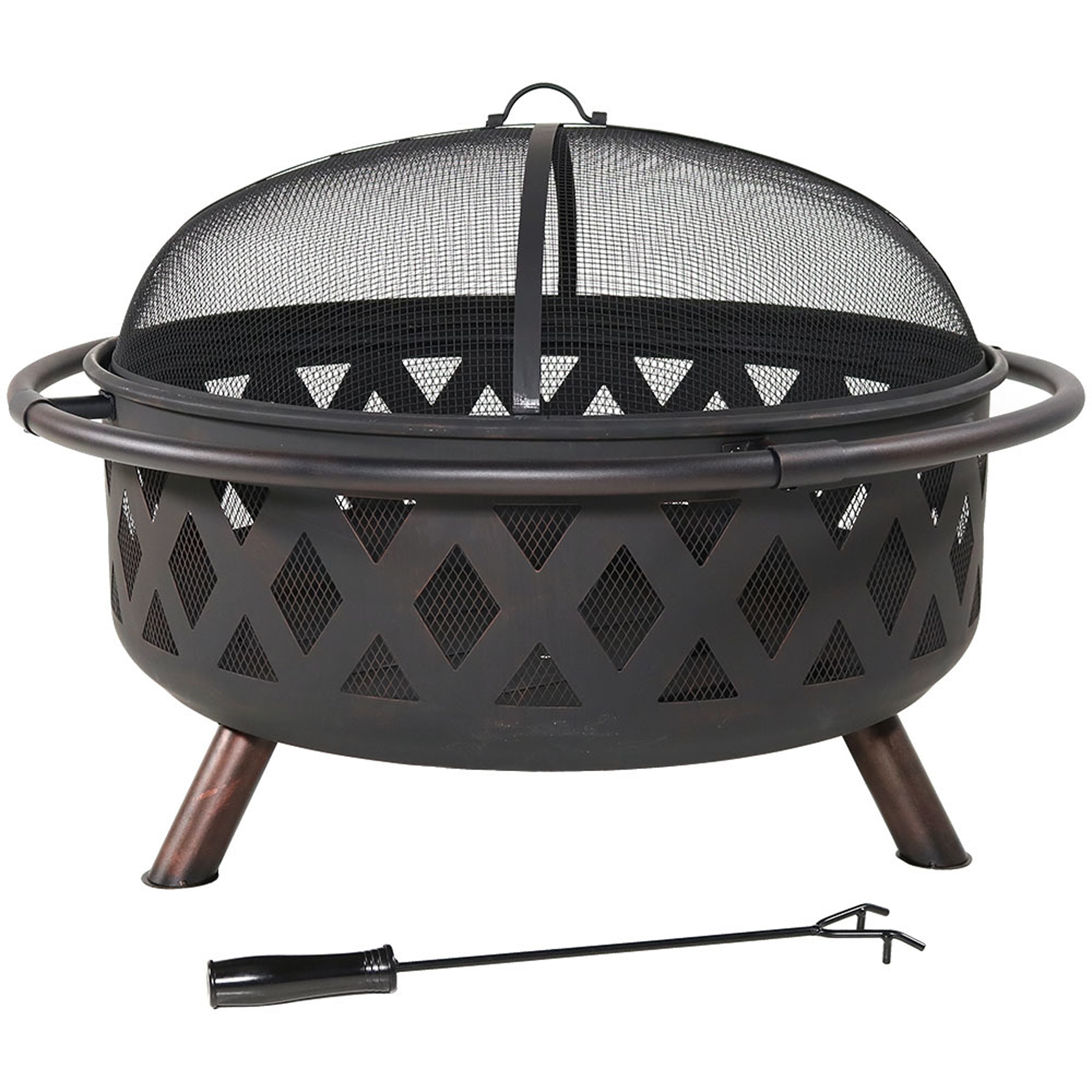 Sunnydaze Decor 36-in W Black Steel Wood-Burning Fire Pit NB