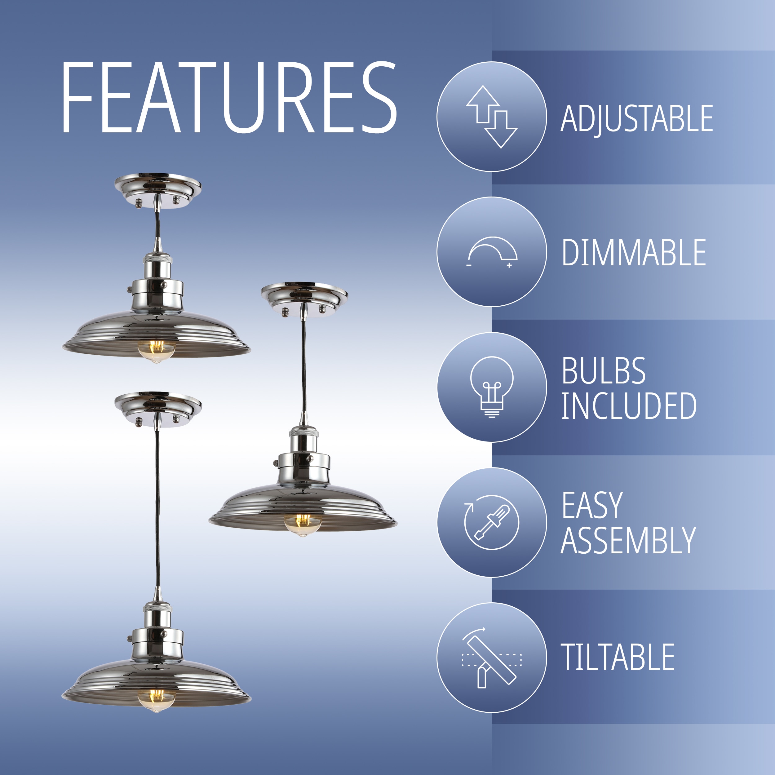 Bedford Rustic French Country Chrome Globe LED Pendant Light