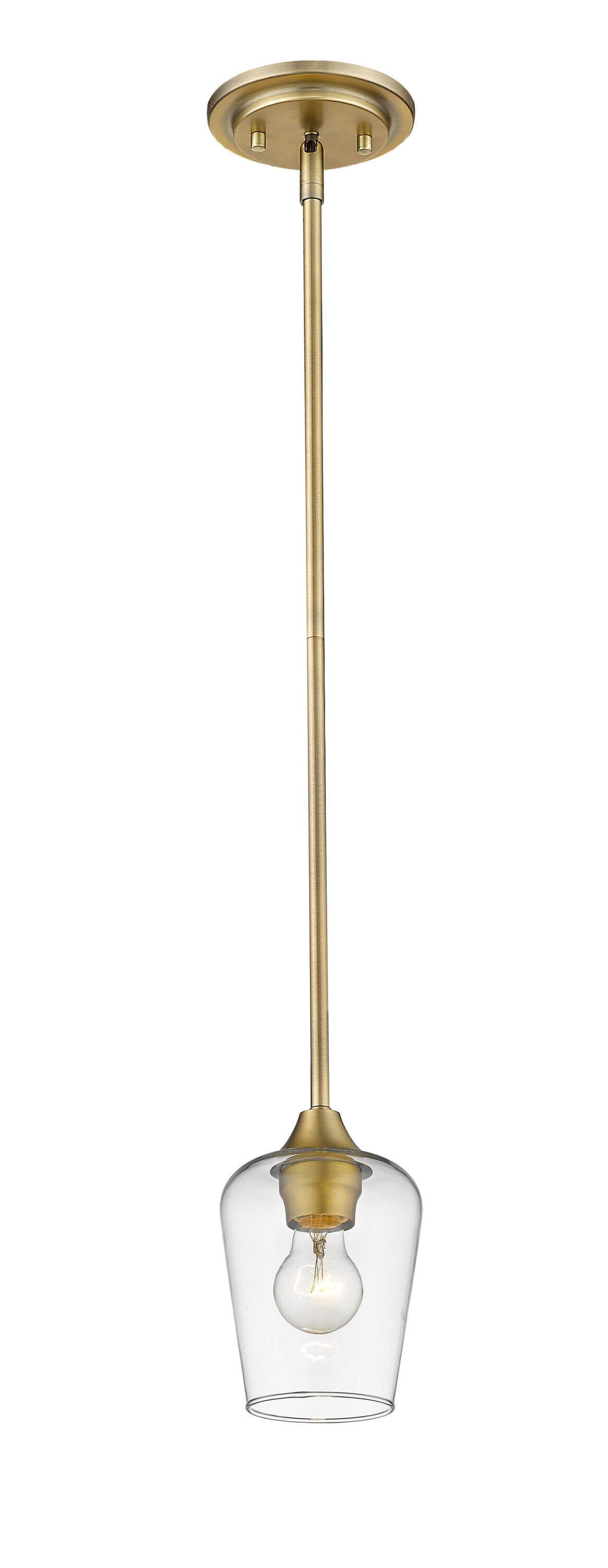 Joliet Contemporary Mini Pendant in Olde Brass with Large Glass Shade