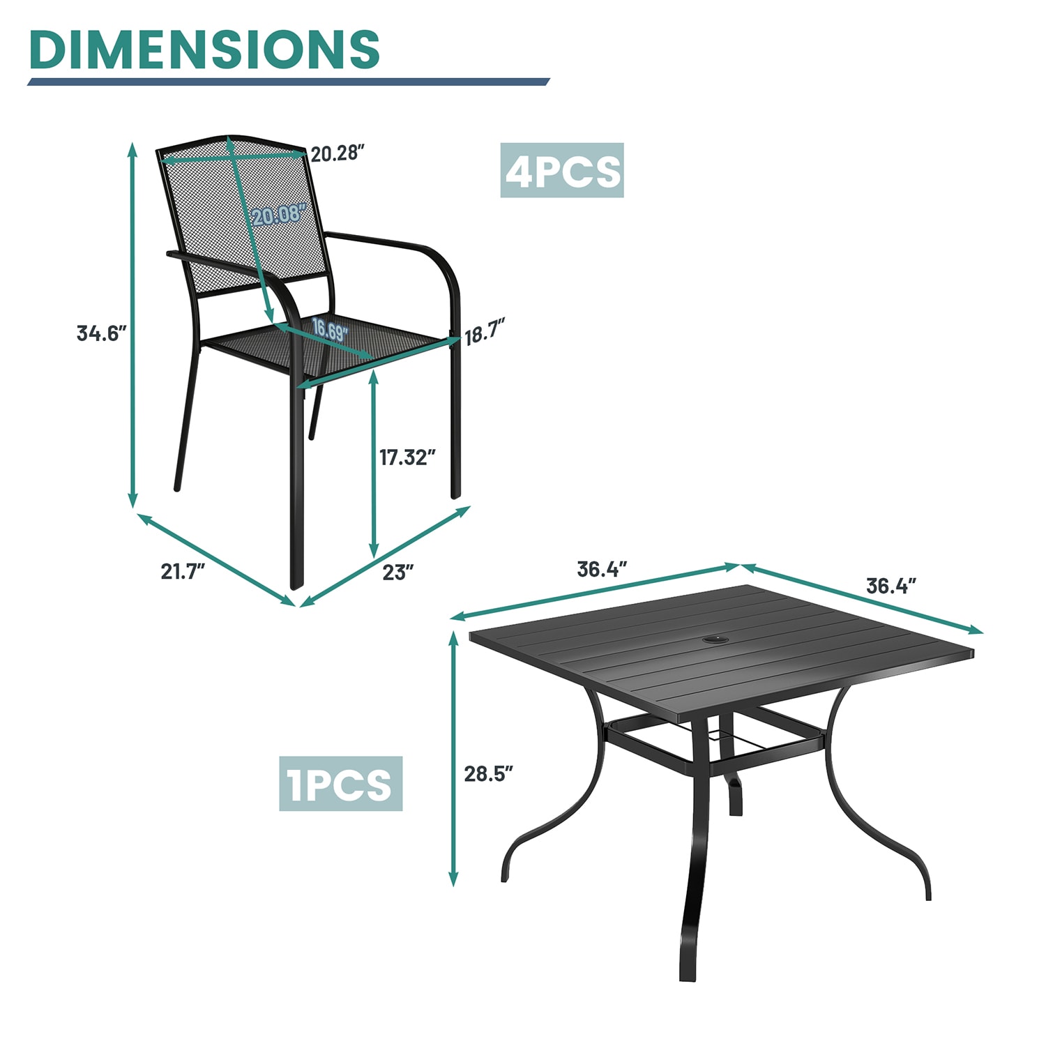 Mondawe MO-5SL4TW1STBR Patio-Dining-Sets - View #5