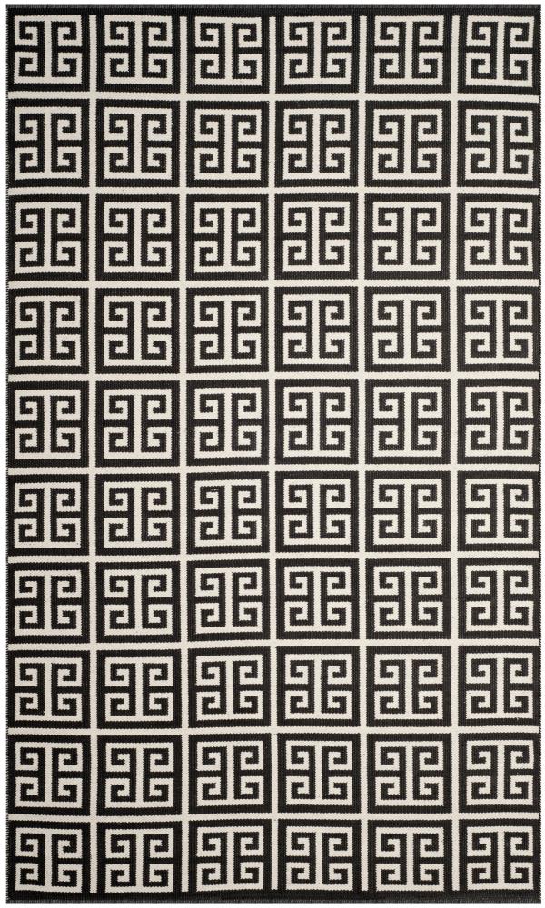 Handmade Black and Ivory Cotton Flat Woven Area Rug