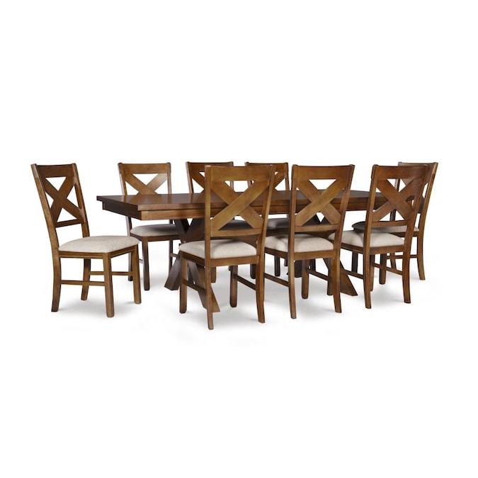 Powell Kraven Dark Hazelnut Traditional, Dining Room Table And Chairs For 8