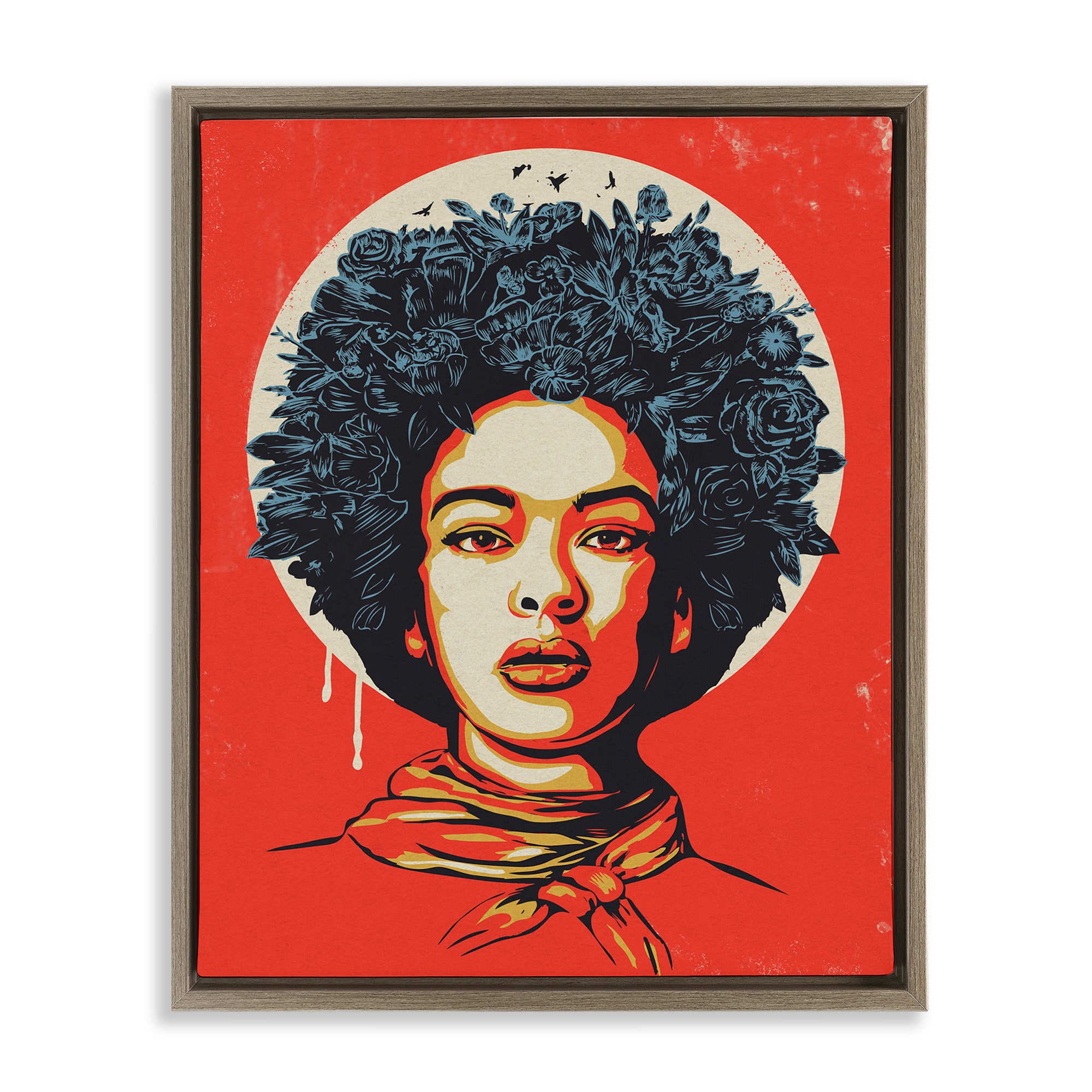 Stupell Industries BS-787-FFE-16X20 Vibrant Portrait of Woman Brown Framed Floater Canvas Wall Art By Balazs Solti 17 x 21