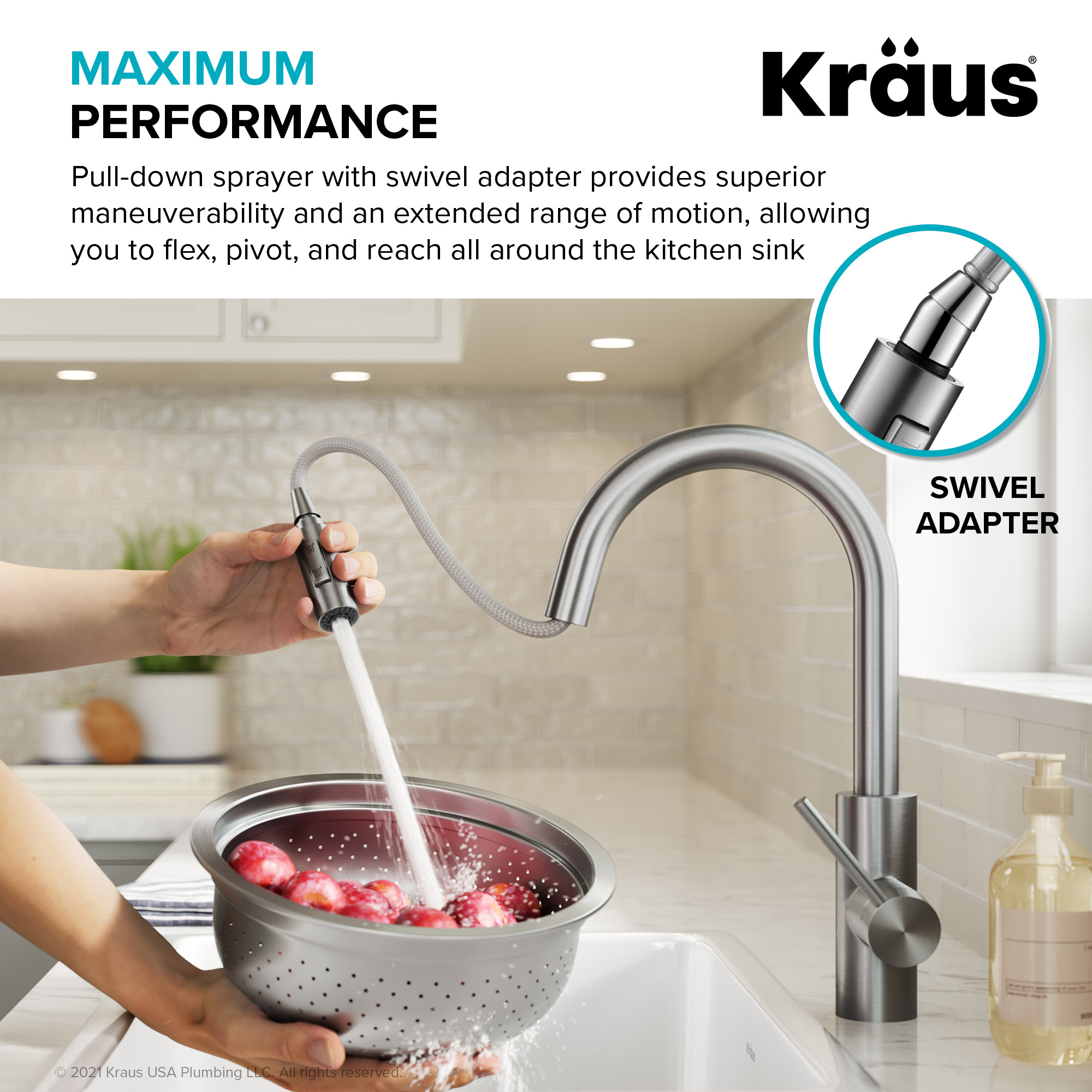 Kraus Oletto Brushed Brass Single Handle Pull-down Kitchen Faucet