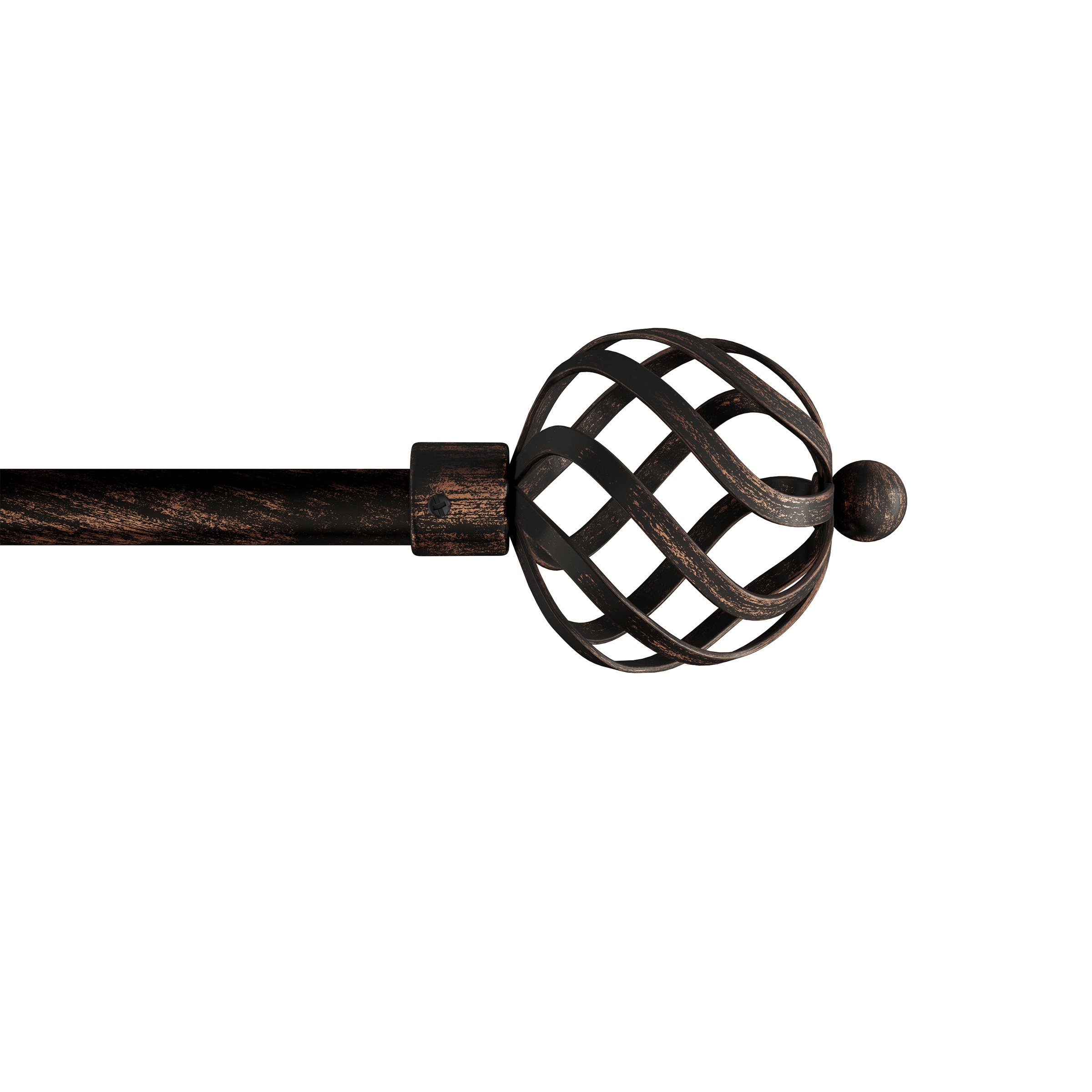 Antique Brass Curtain Rod with Twisted Sphere Finials