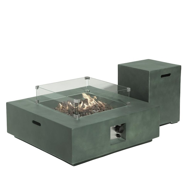 Composite Propane Gas Fire Pit Table, Gray Natural Playa Stone Propane Fire Pit Table