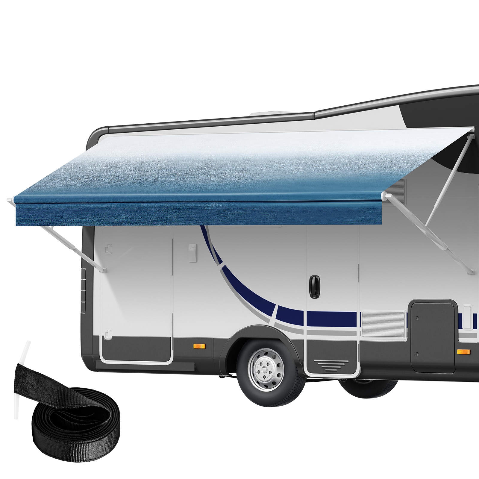 VEVOR SCFCZYPML18Y02464V0 RV Awning Fabric Replacement  17ft2in Fabric Length for 18ft Awning  Heavy Duty 3-Ply 16oz PVC Camper Awning Fabric  Waterproof and UV Protection Outdoor Canopy for RV  Trailer  Motorhome  Blue Fade